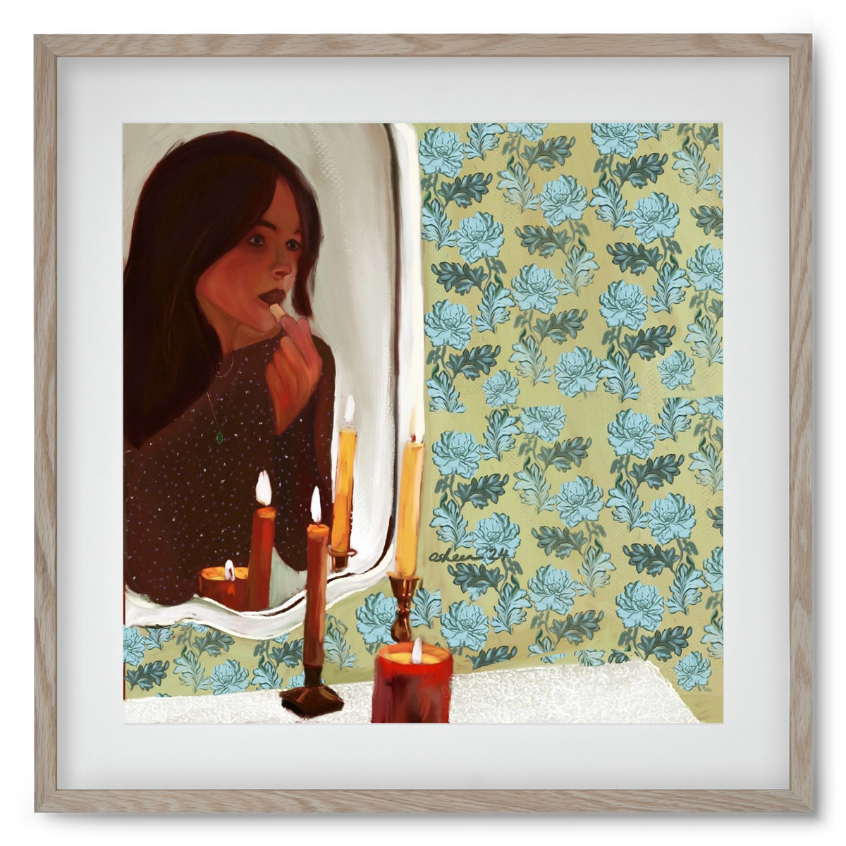 MIRROR MUSINGS, 50x50 cm (40x40 cm), Tölgy keret, paszpartuval