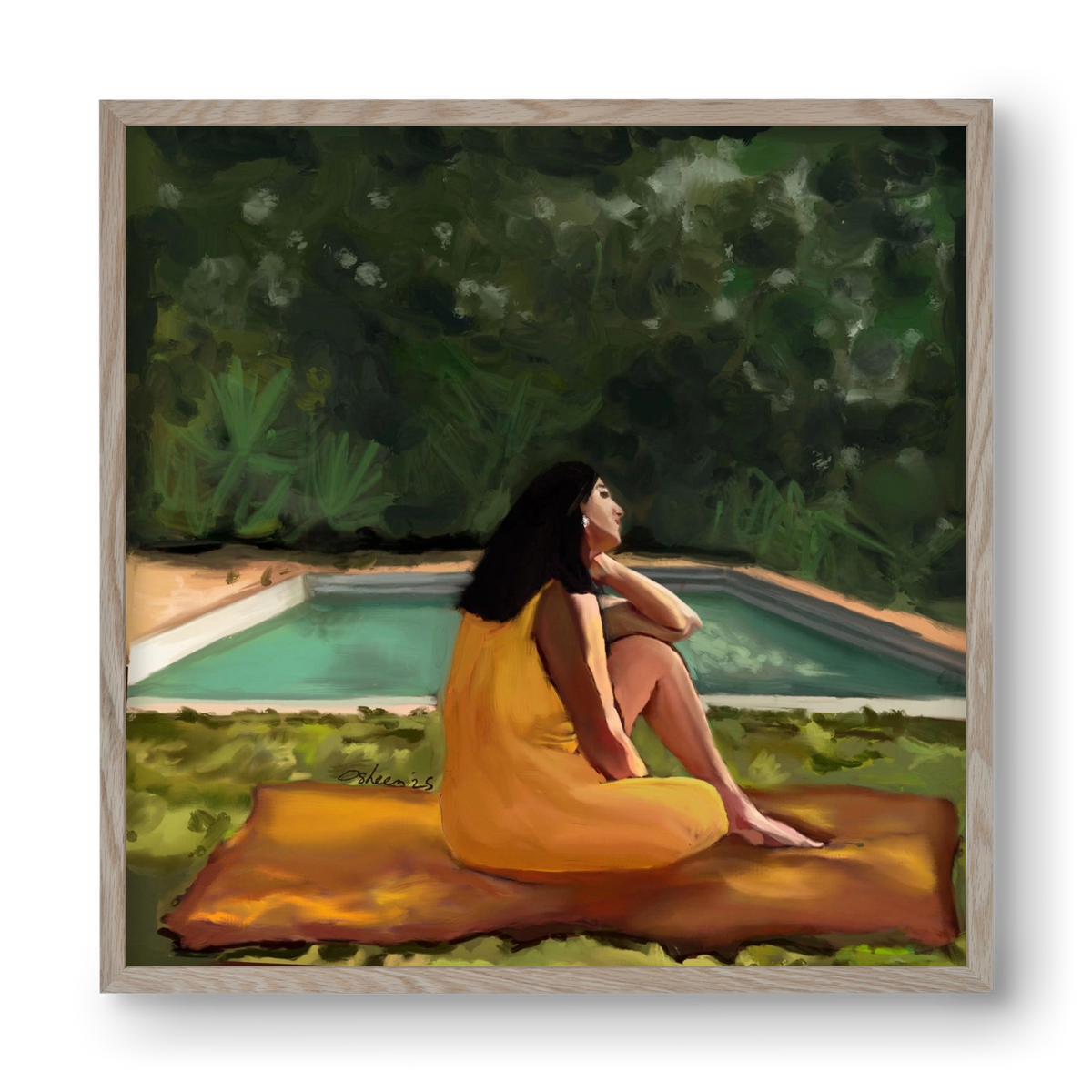 GOLDEN HOUR THOUGHTS, 40x40 cm (40x40 cm), Tölgy keret