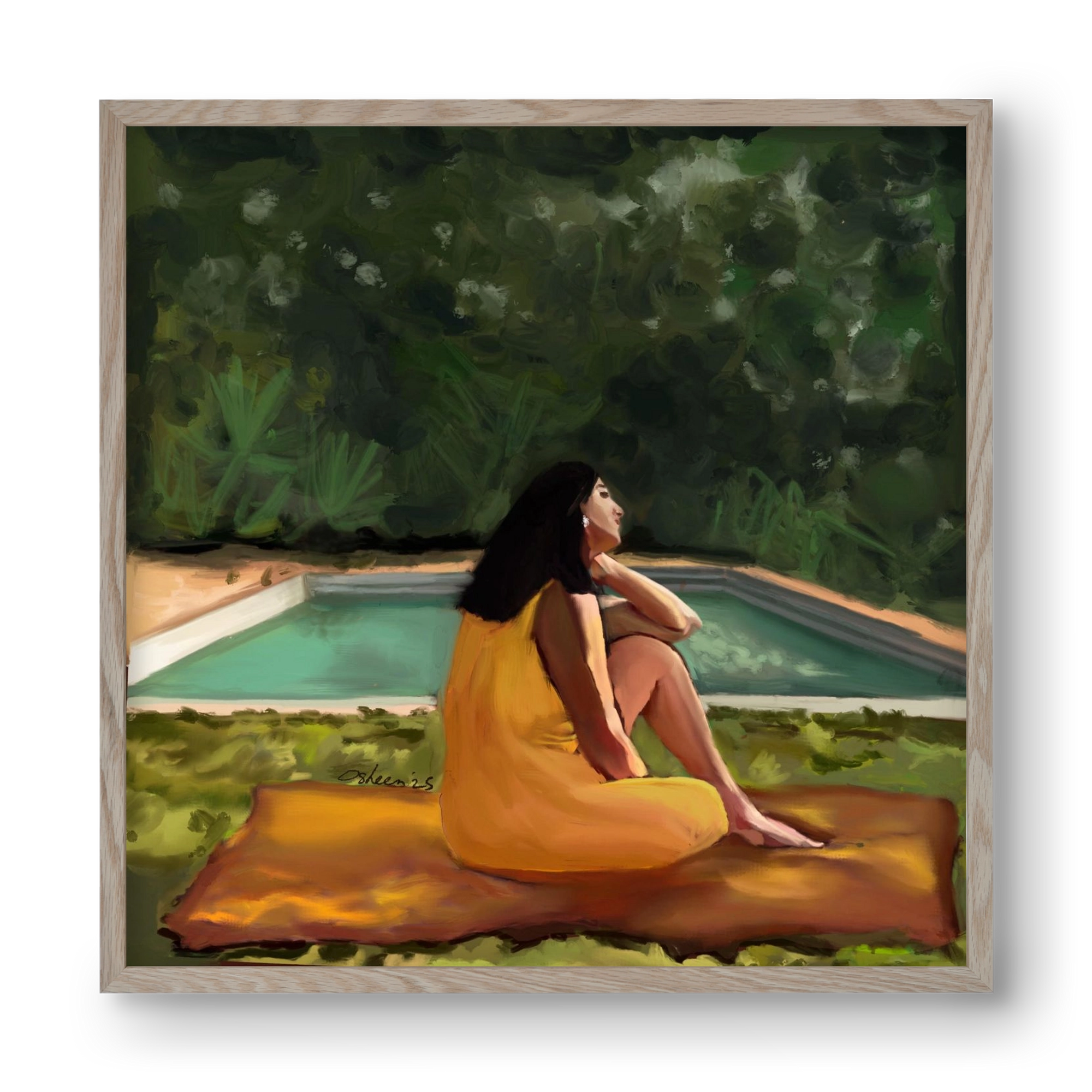 GOLDEN HOUR THOUGHTS, 40x40 cm (40x40 cm), Tölgy keret