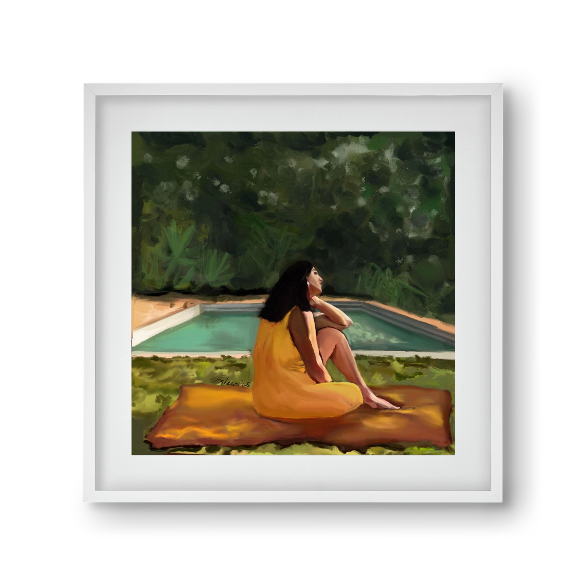 GOLDEN HOUR THOUGHTS, 30x30 cm (20x20 cm), Fehér keret, paszpartuval