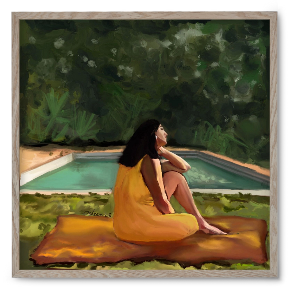 GOLDEN HOUR THOUGHTS, 50x50 cm (50x50 cm), Tölgy keret