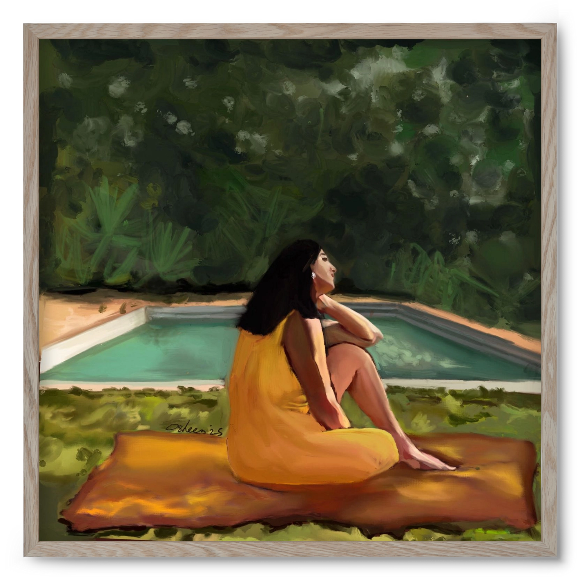 GOLDEN HOUR THOUGHTS, 50x50 cm (50x50 cm), Tölgy keret