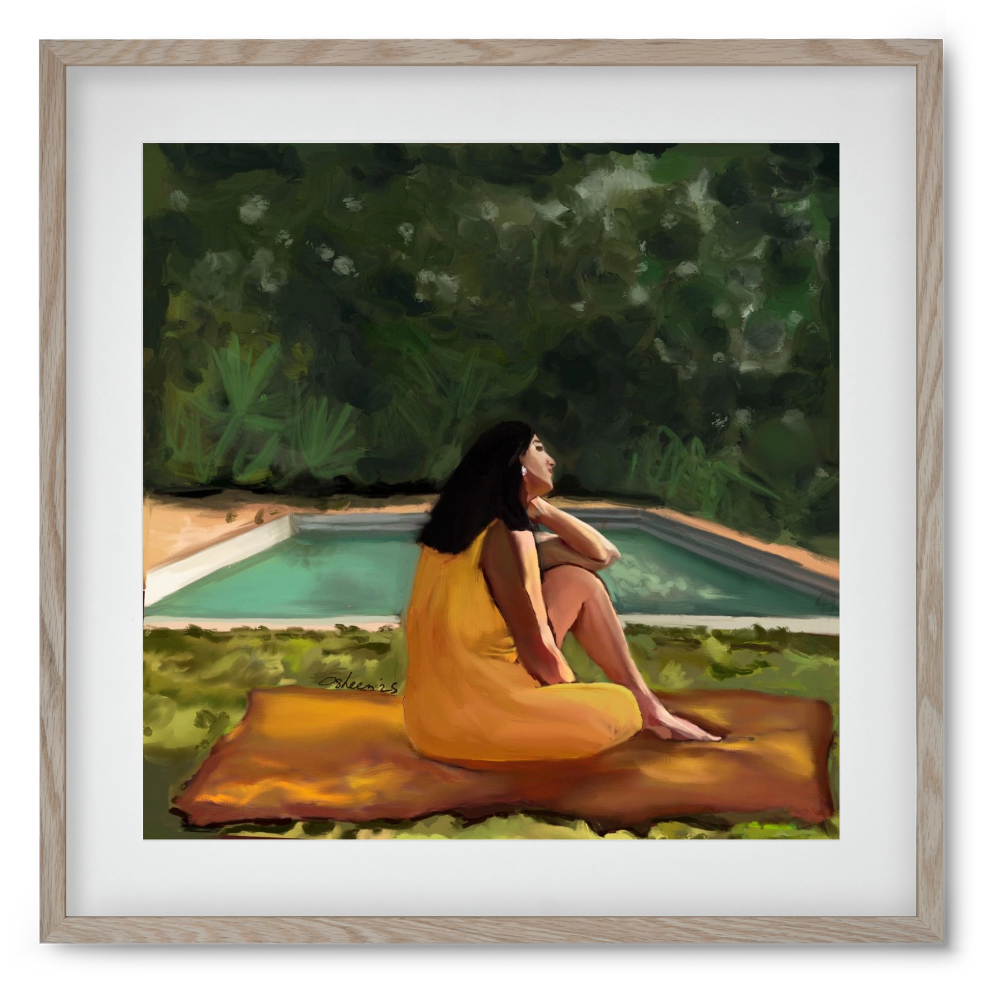 GOLDEN HOUR THOUGHTS, 50x50 cm (40x40 cm), Tölgy keret, paszpartuval