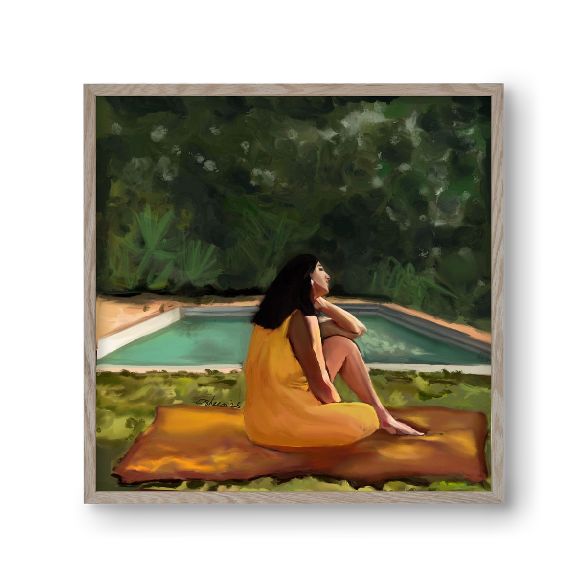 GOLDEN HOUR THOUGHTS, 30x30 cm (30x30 cm), Tölgy keret