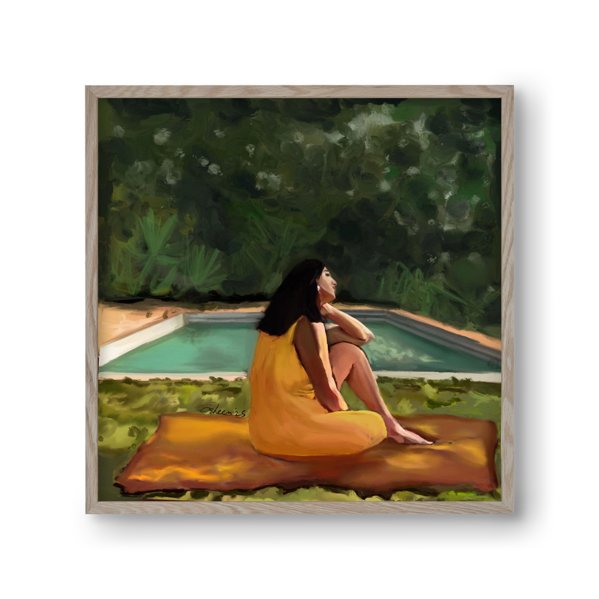 GOLDEN HOUR THOUGHTS, 30x30 cm (30x30 cm), Tölgy keret