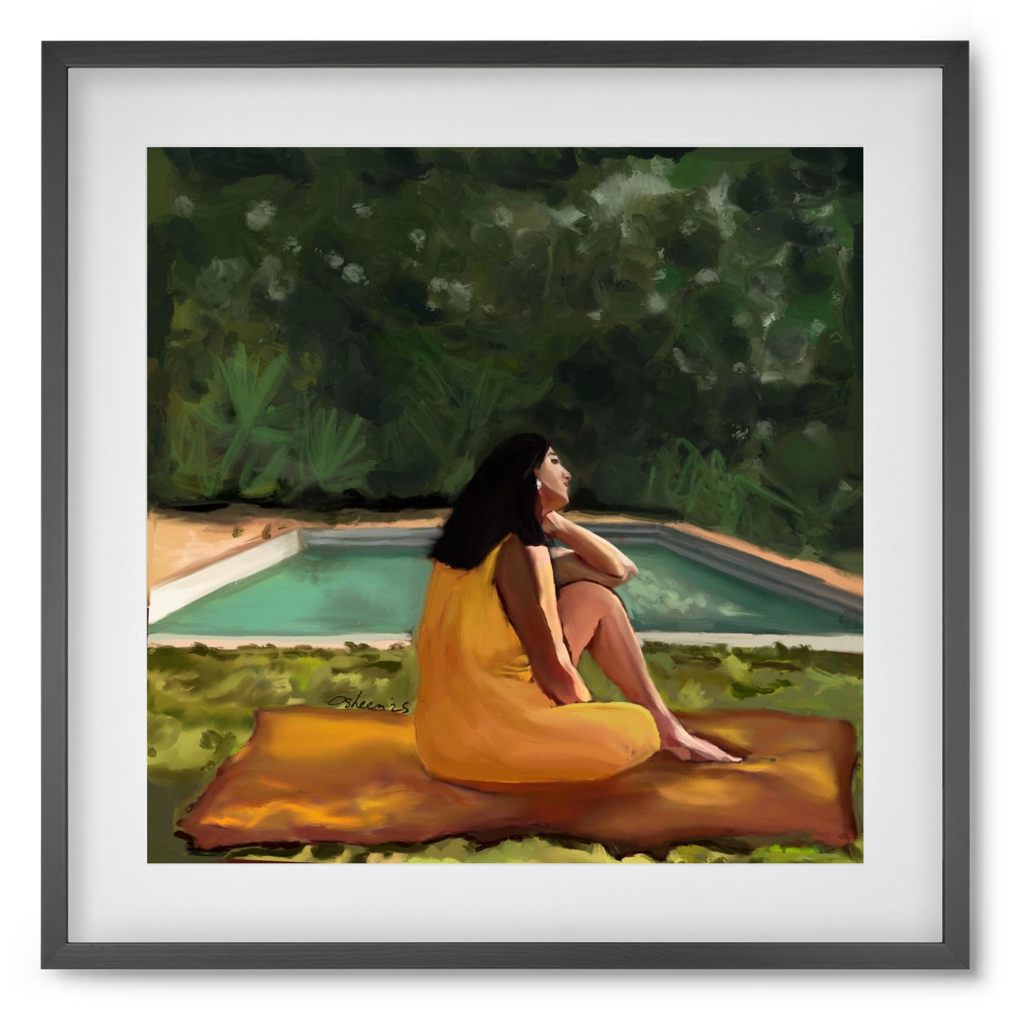 GOLDEN HOUR THOUGHTS, 50x50 cm (40x40 cm), Fekete keret, paszpartuval