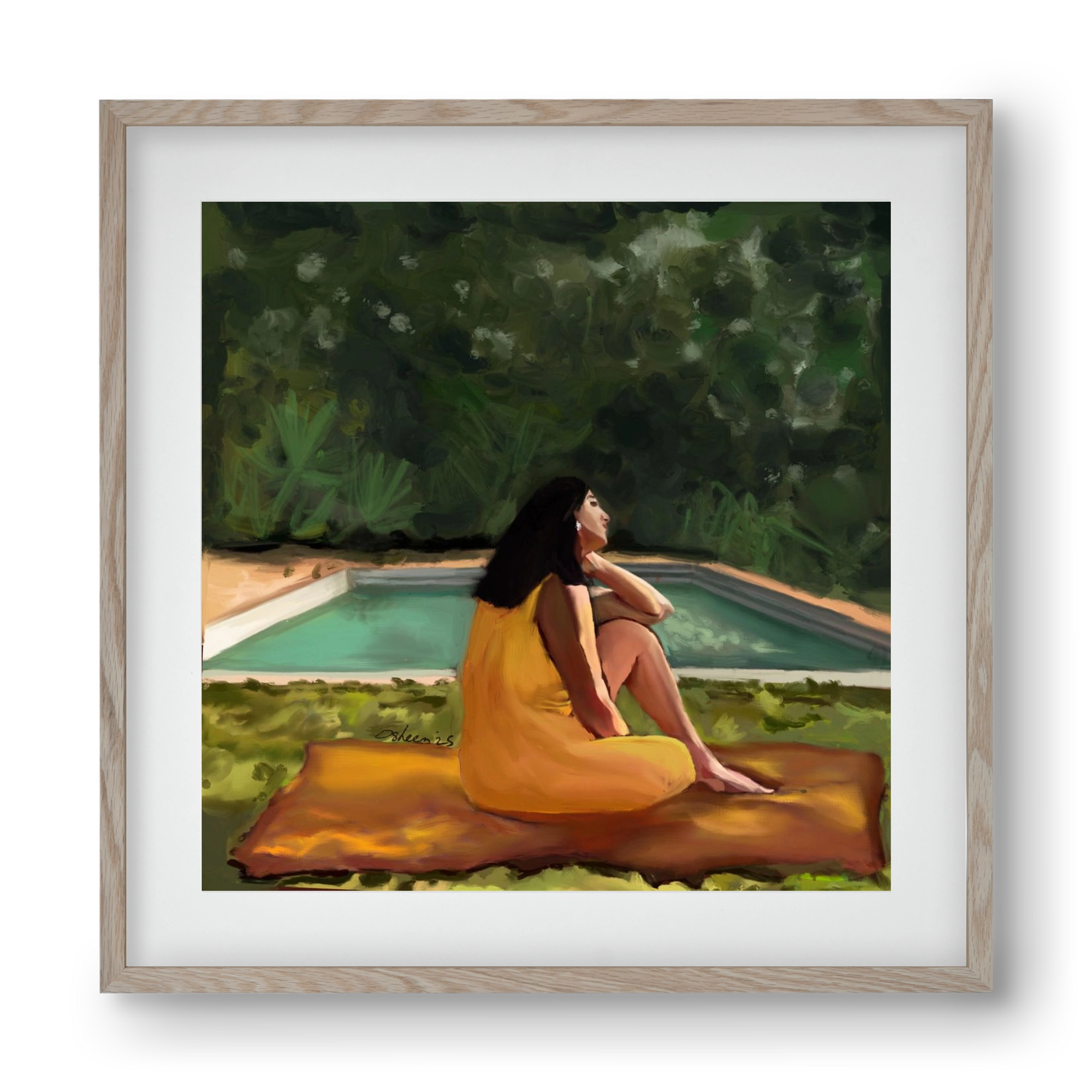 GOLDEN HOUR THOUGHTS, 40x40 cm (30x30 cm), Tölgy keret, paszpartuval