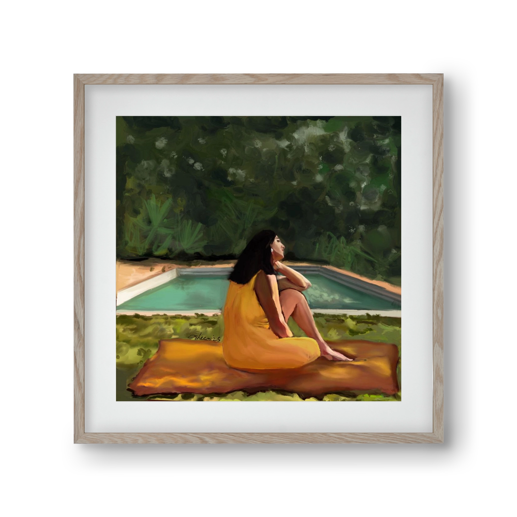 GOLDEN HOUR THOUGHTS, 30x30 cm (20x20 cm), Tölgy keret, paszpartuval