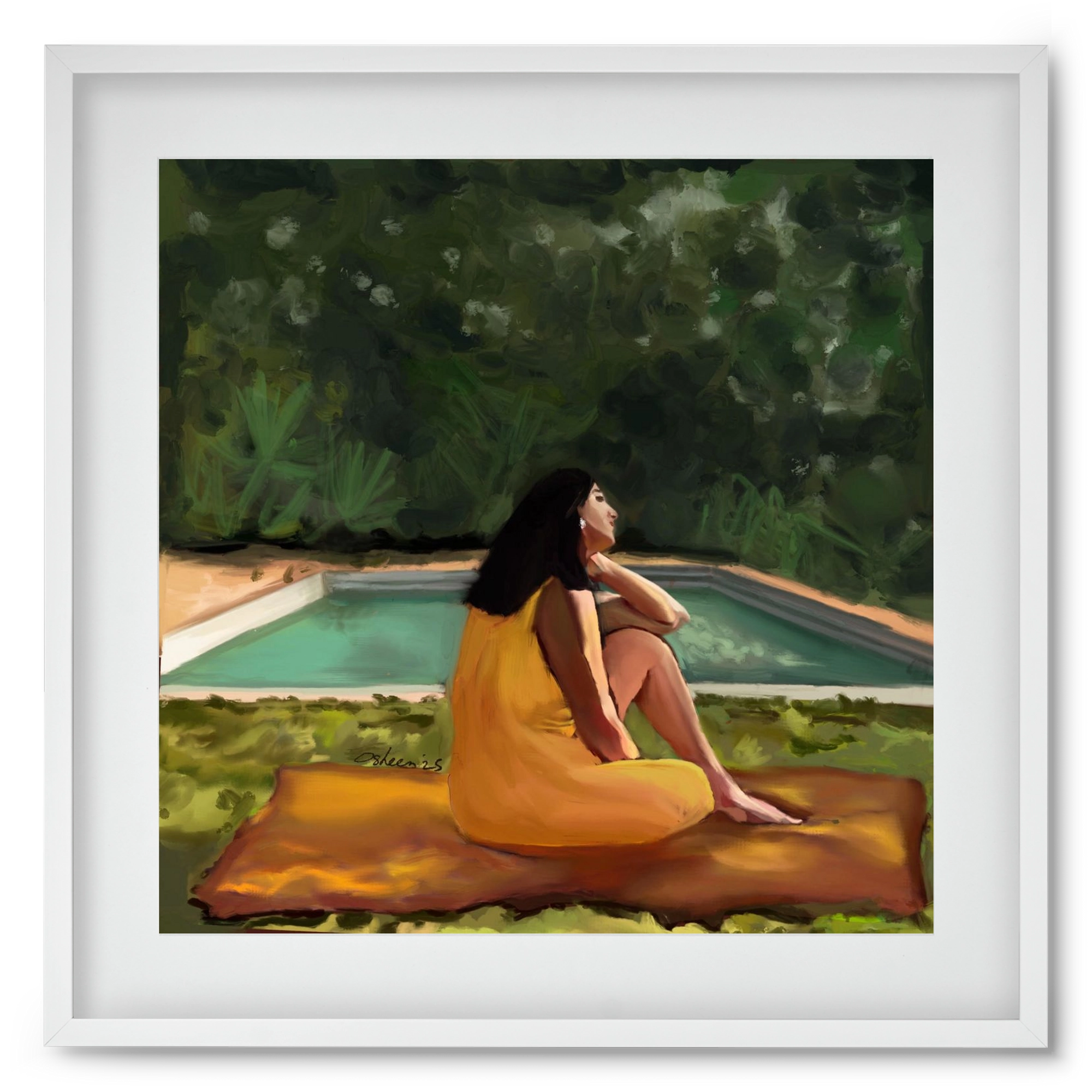 GOLDEN HOUR THOUGHTS, 50x50 cm (40x40 cm), Fehér keret, paszpartuval