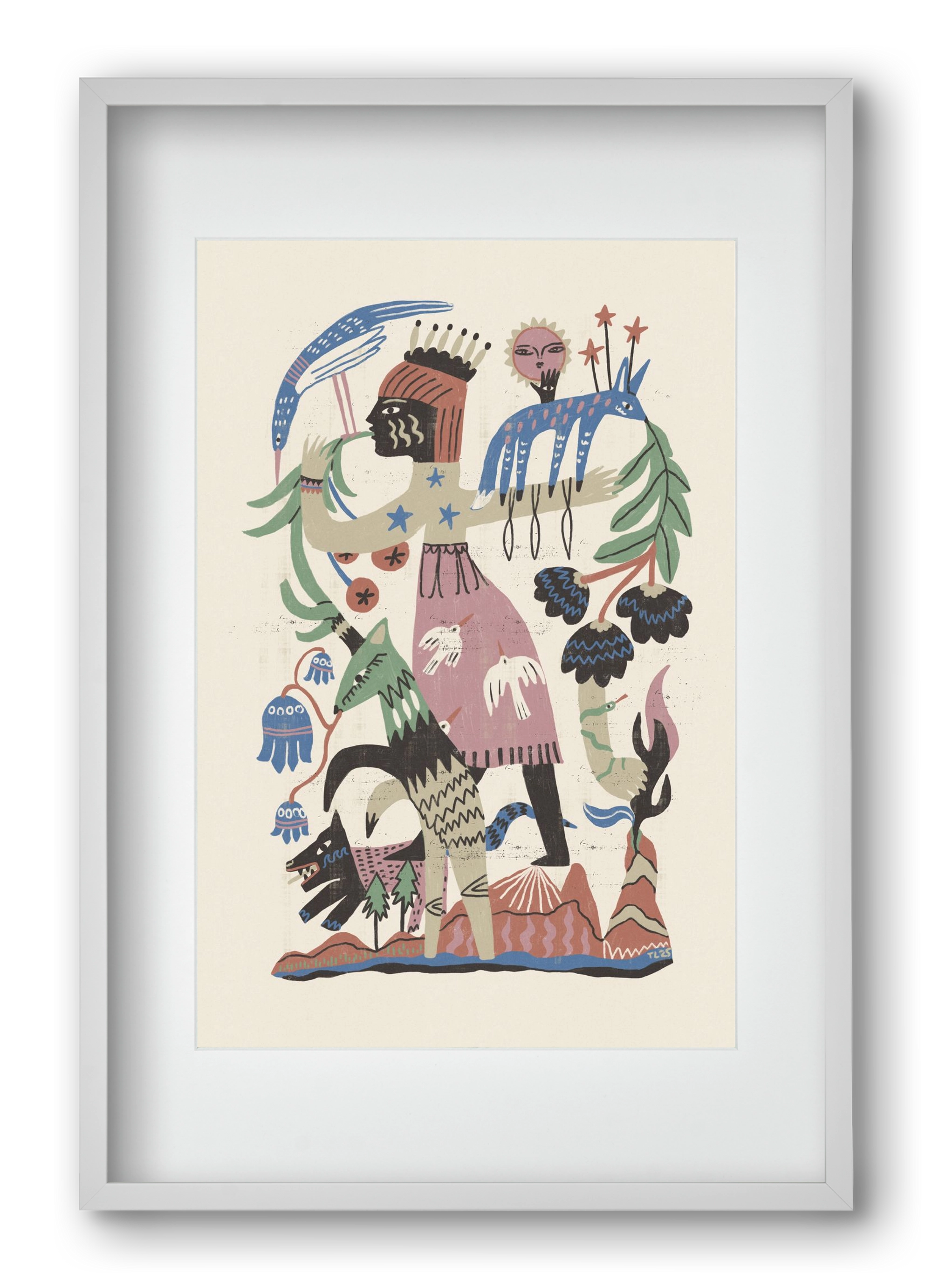 Madre Tierra, 40x60 cm (30x45 cm), Fehér keret, paszpartuval