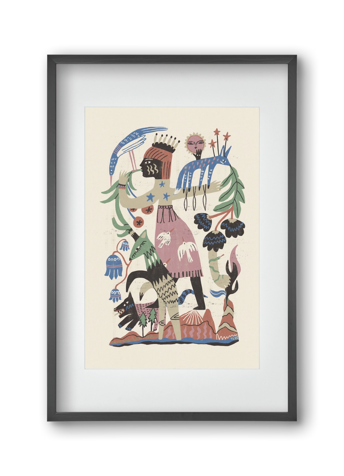 Madre Tierra, 30x45 cm (20x30 cm), Fekete keret, paszpartuval