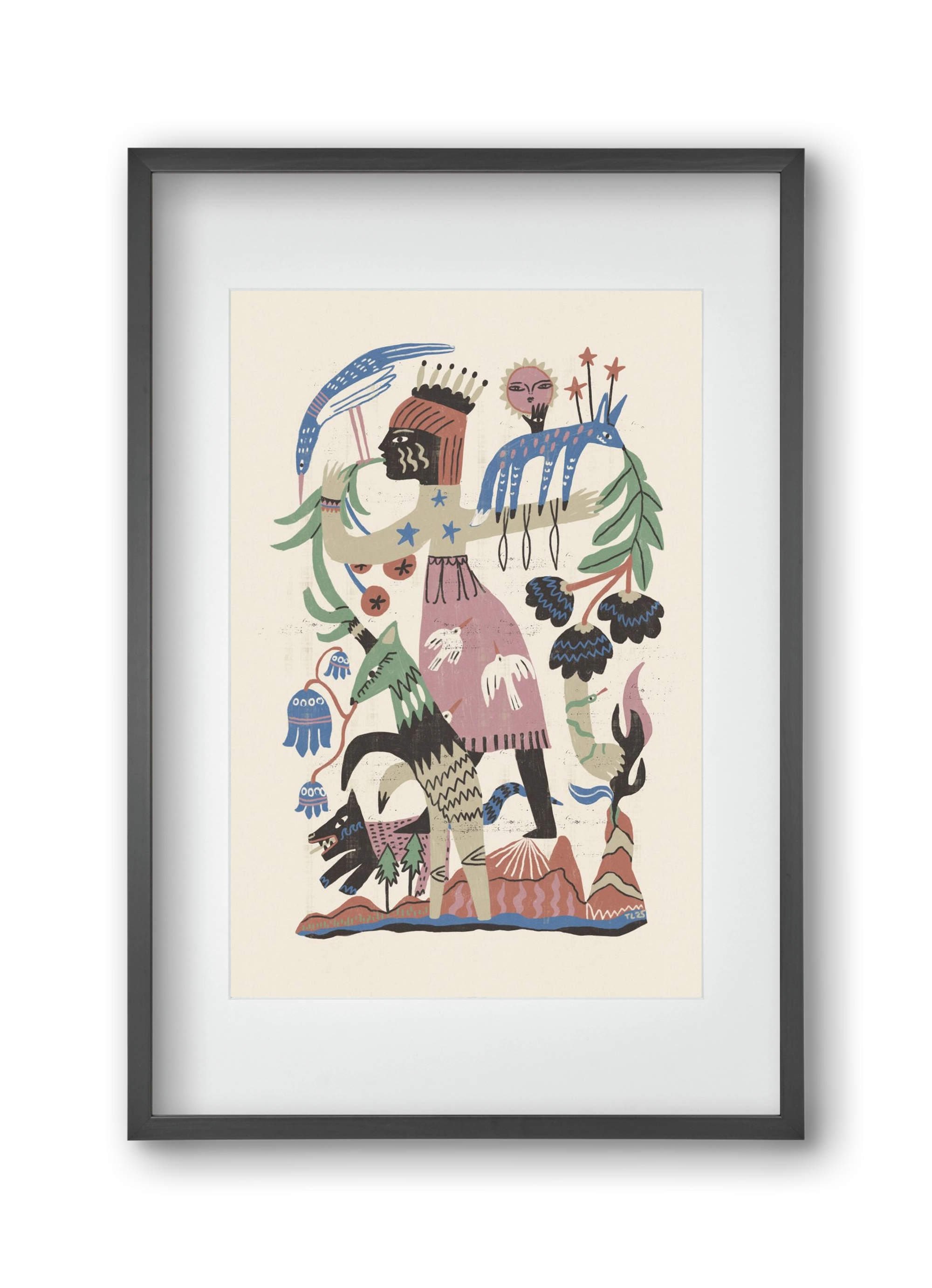 Madre Tierra, 30x45 cm (20x30 cm), Fekete keret, paszpartuval