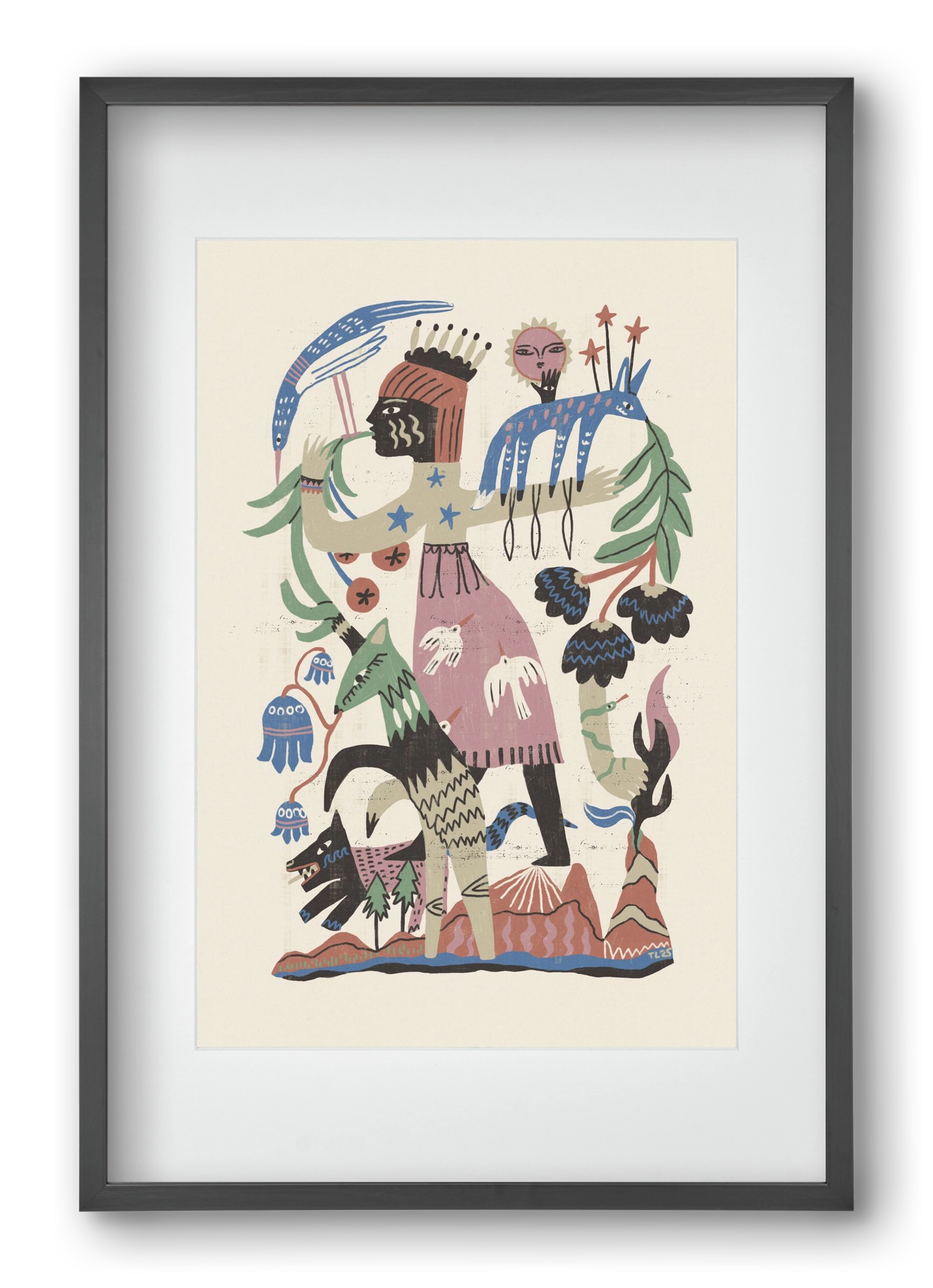 Madre Tierra, 40x60 cm (30x45 cm), Fekete keret, paszpartuval