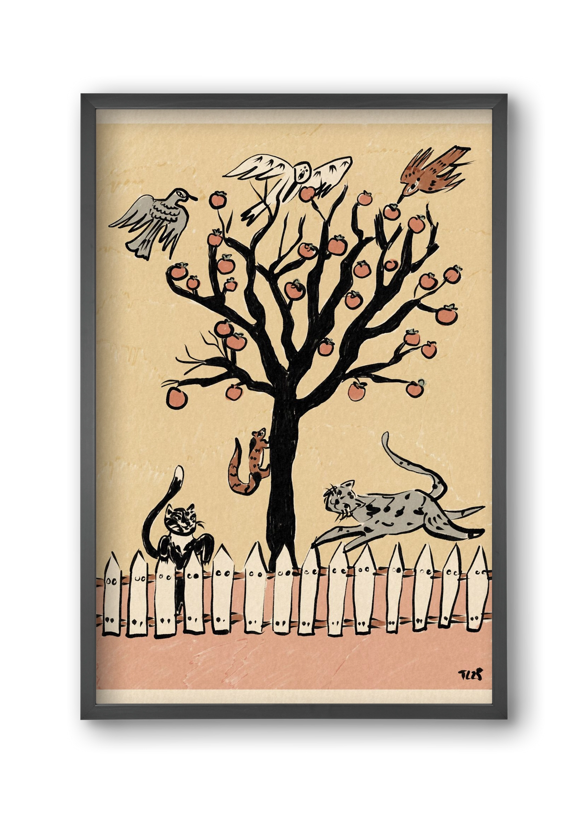 Winter Kaki Tree, 30x45 cm (30x45 cm), Fekete keret