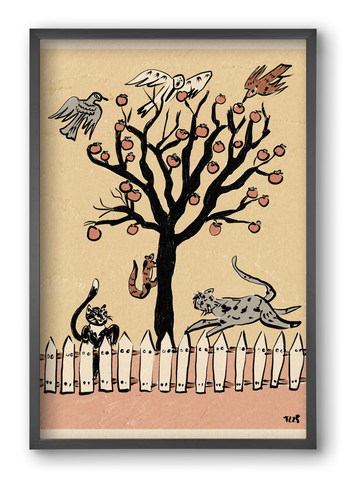 Winter Kaki Tree, 40x60 cm (40x60 cm), Fekete keret