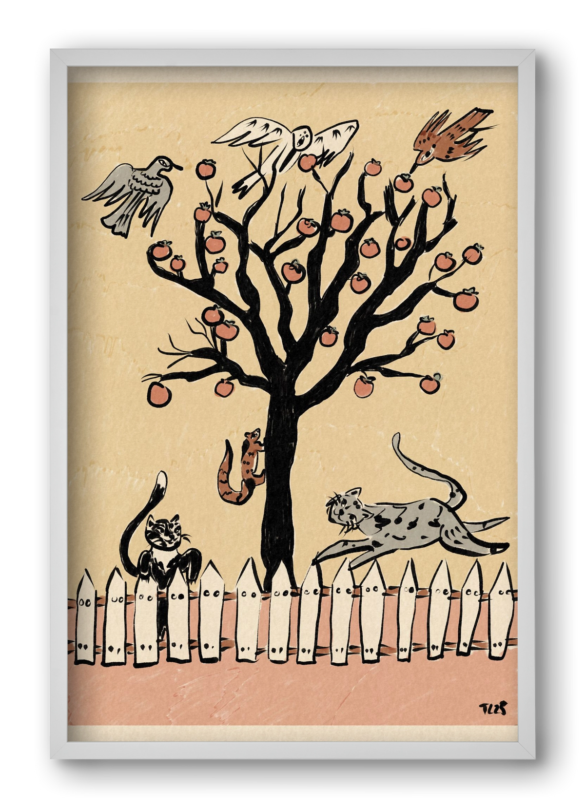 Winter Kaki Tree, 40x60 cm (40x60 cm), Fehér keret