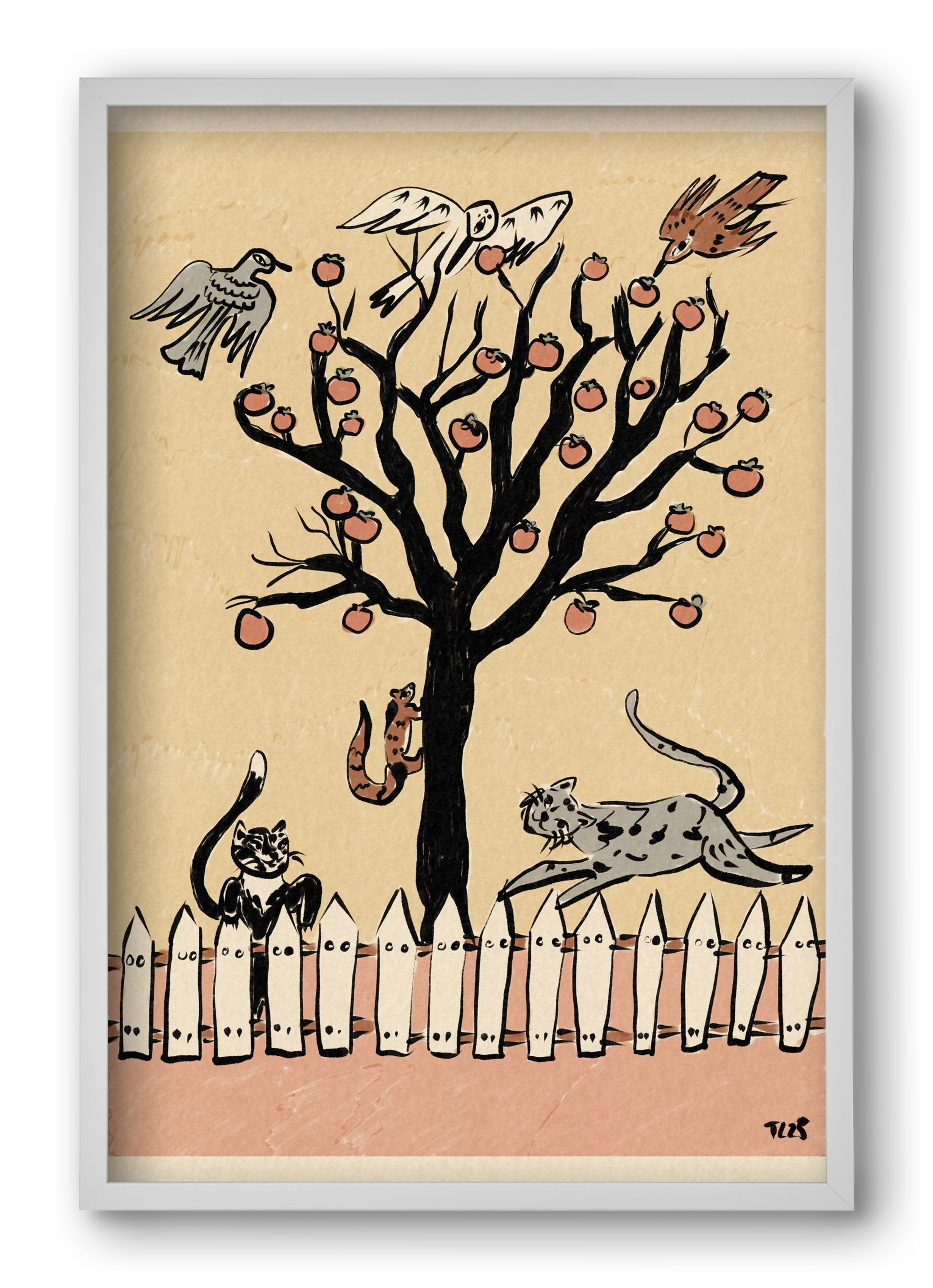 Winter Kaki Tree, 40x60 cm (40x60 cm), Fehér keret