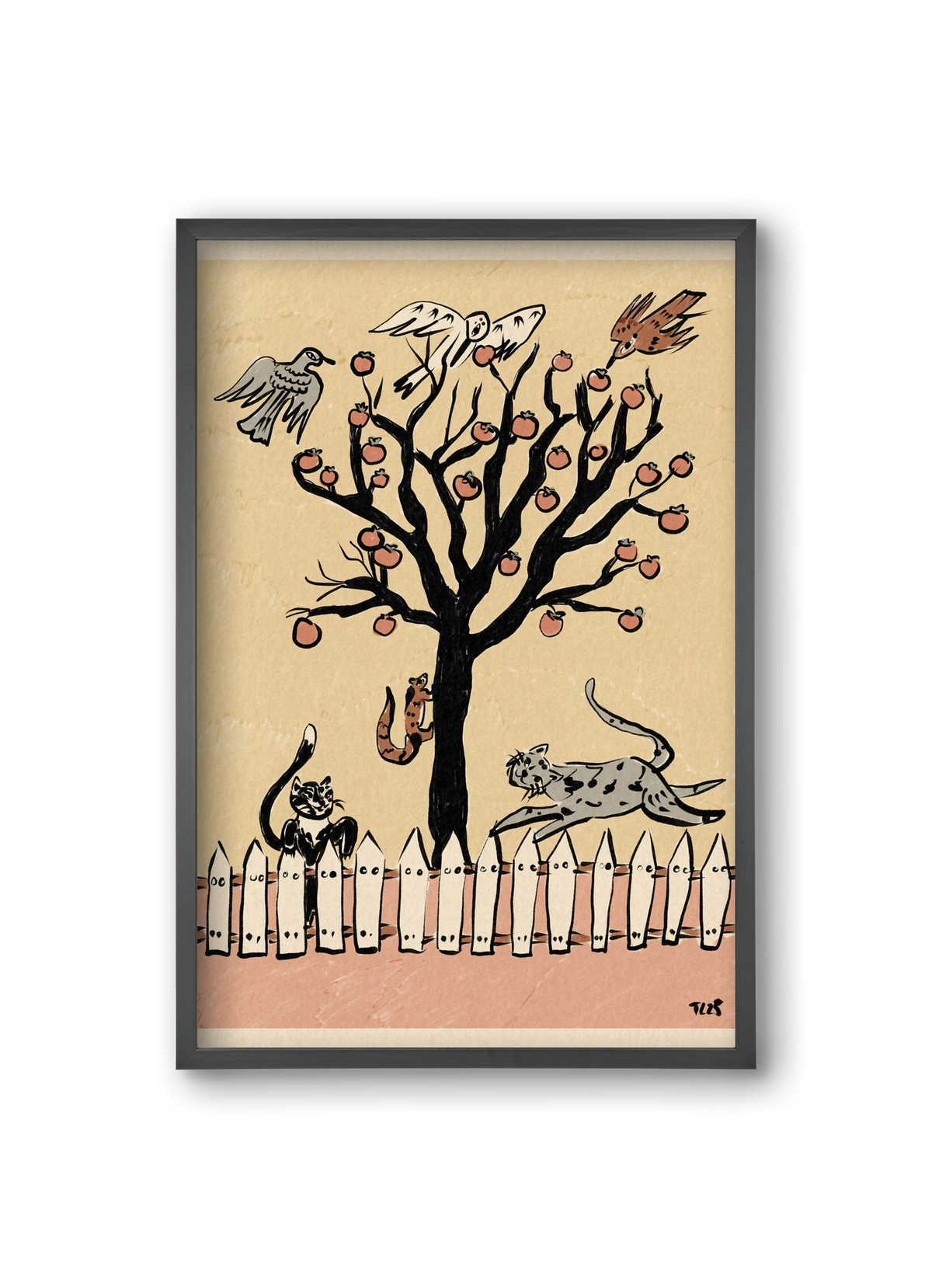 Winter Kaki Tree, 20x30 cm (20x30 cm), Fekete keret