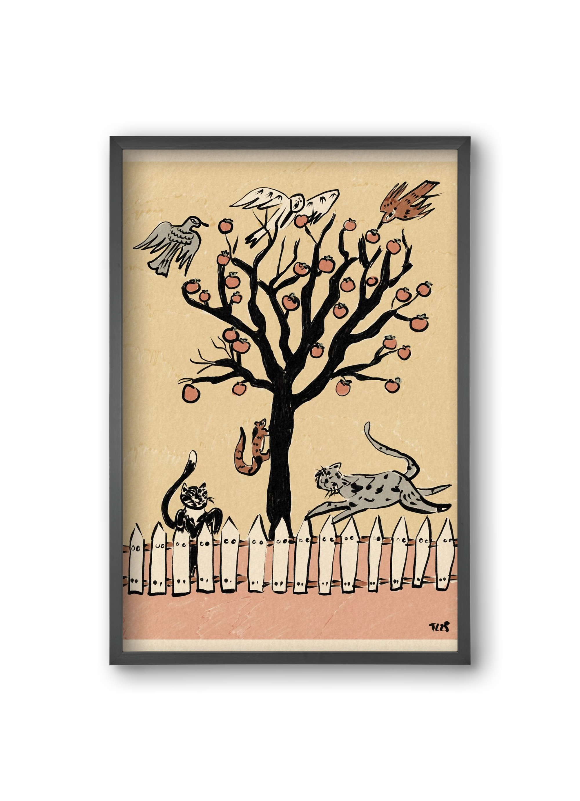 Winter Kaki Tree, 20x30 cm (20x30 cm), Fekete keret