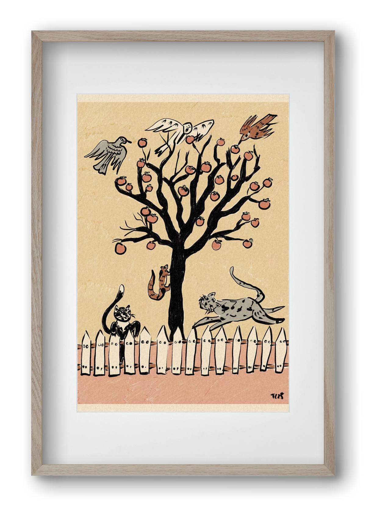 Winter Kaki Tree, 40x60 cm (30x45 cm), Tölgy keret, paszpartuval