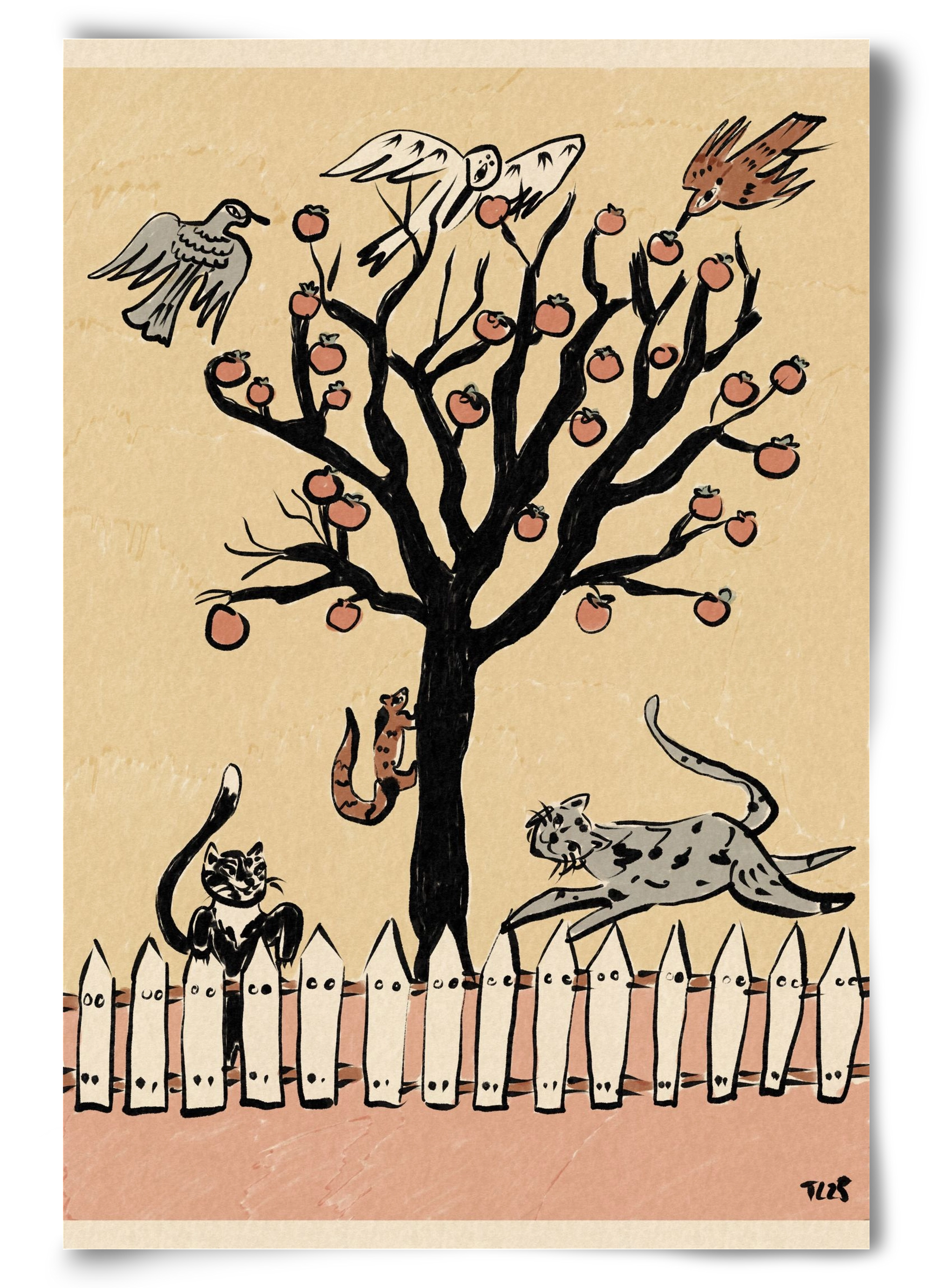 Winter Kaki Tree, 60x90 cm, Keret nélkül