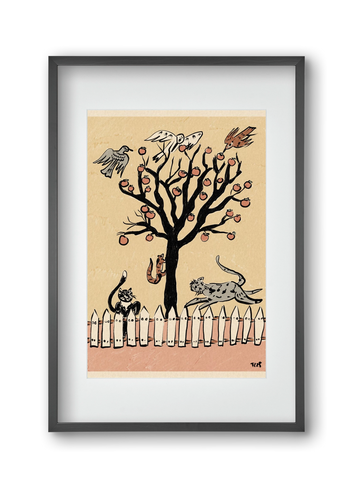 Winter Kaki Tree, 30x45 cm (20x30 cm), Fekete keret, paszpartuval