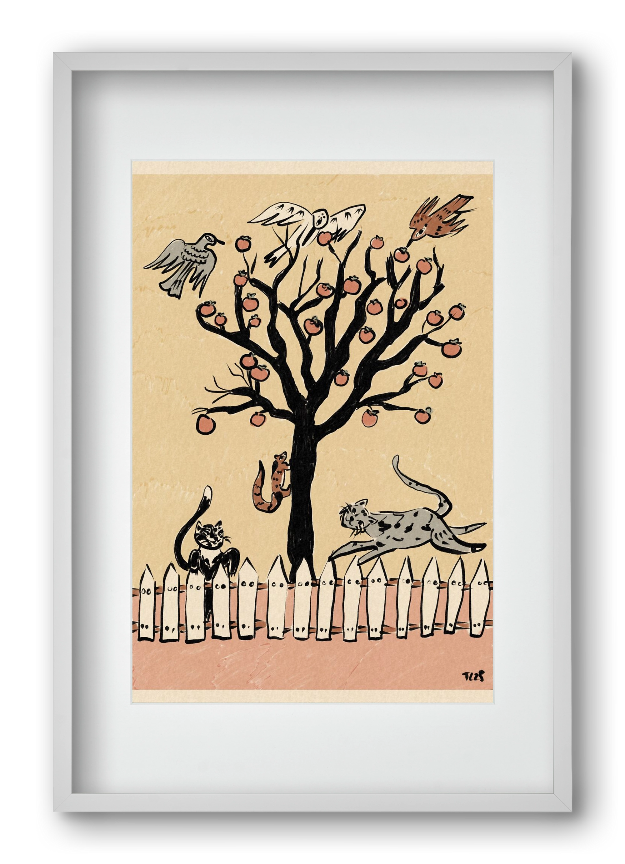 Winter Kaki Tree, 40x60 cm (30x45 cm), Fehér keret, paszpartuval