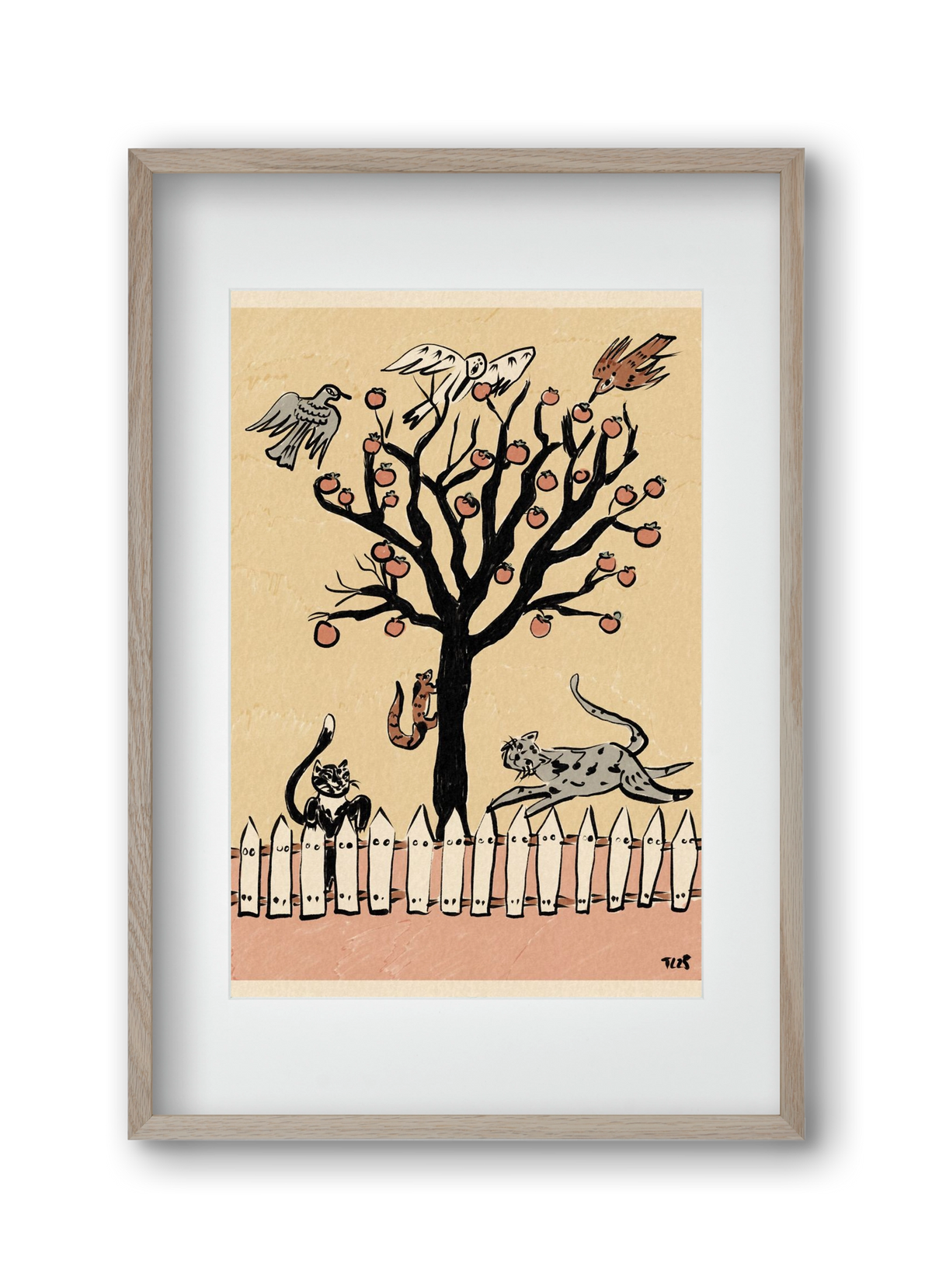 Winter Kaki Tree, 30x45 cm (20x30 cm), Tölgy keret, paszpartuval