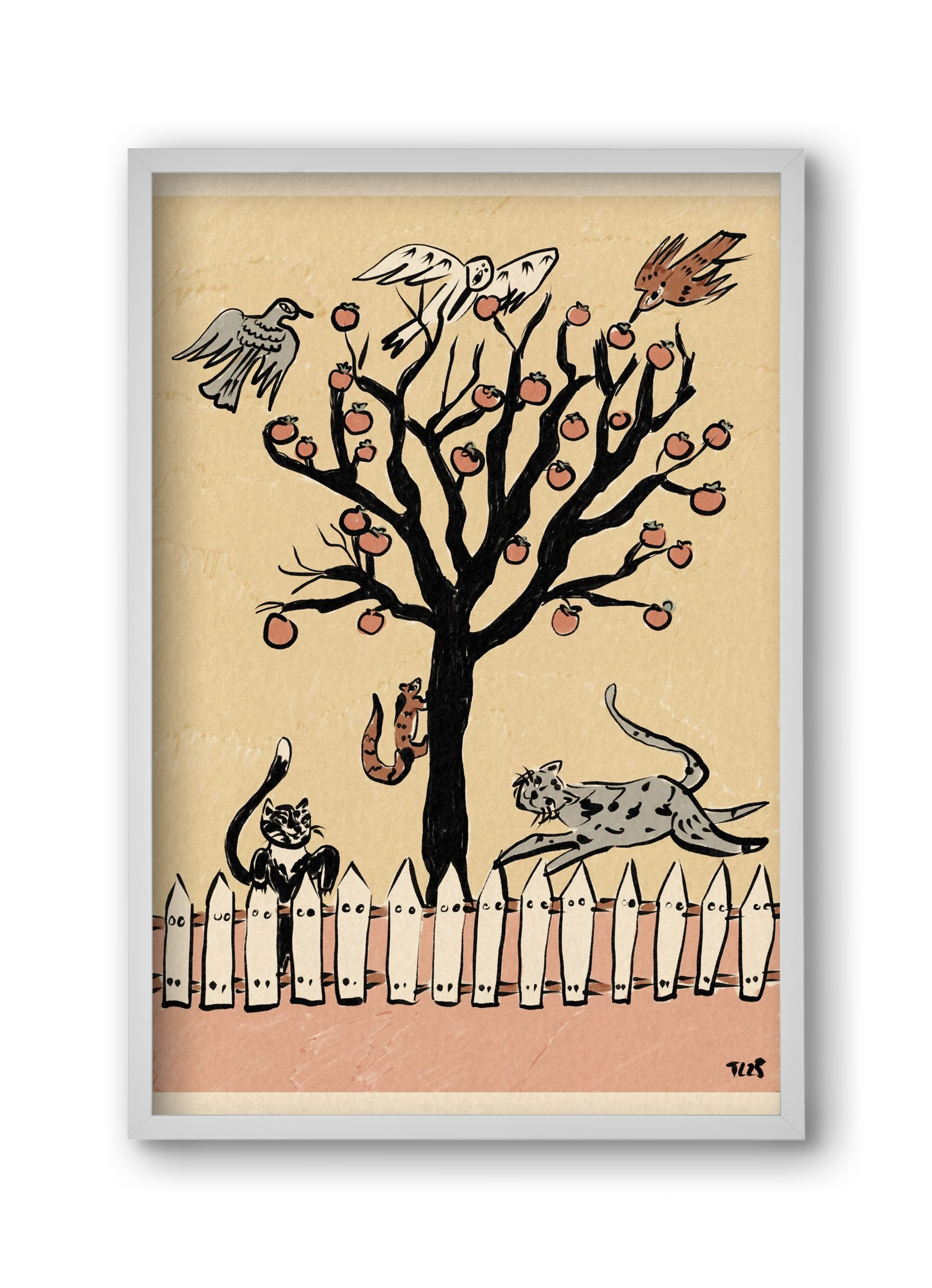 Winter Kaki Tree, 30x45 cm (30x45 cm), Fehér keret