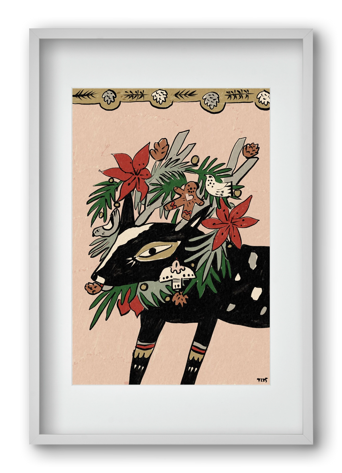 Jolly Wreath, 40x60 cm (30x45 cm), Fehér keret, paszpartuval