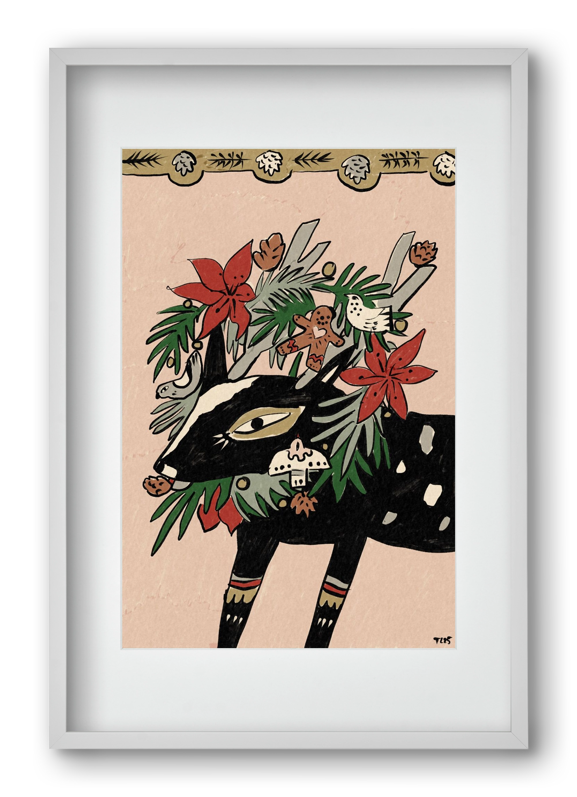 Jolly Wreath, 40x60 cm (30x45 cm), Fehér keret, paszpartuval