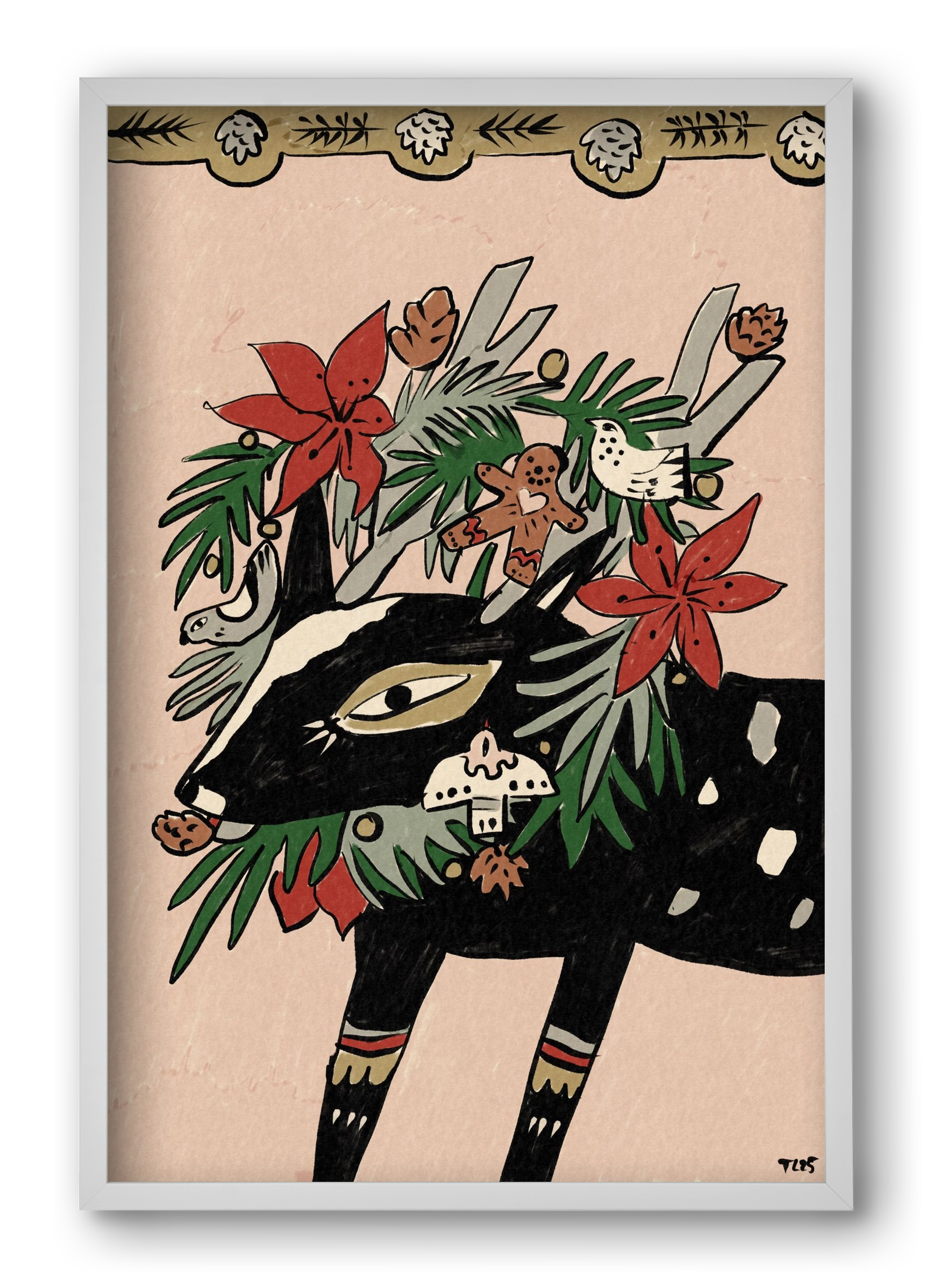 Jolly Wreath, 40x60 cm (40x60 cm), Fehér keret