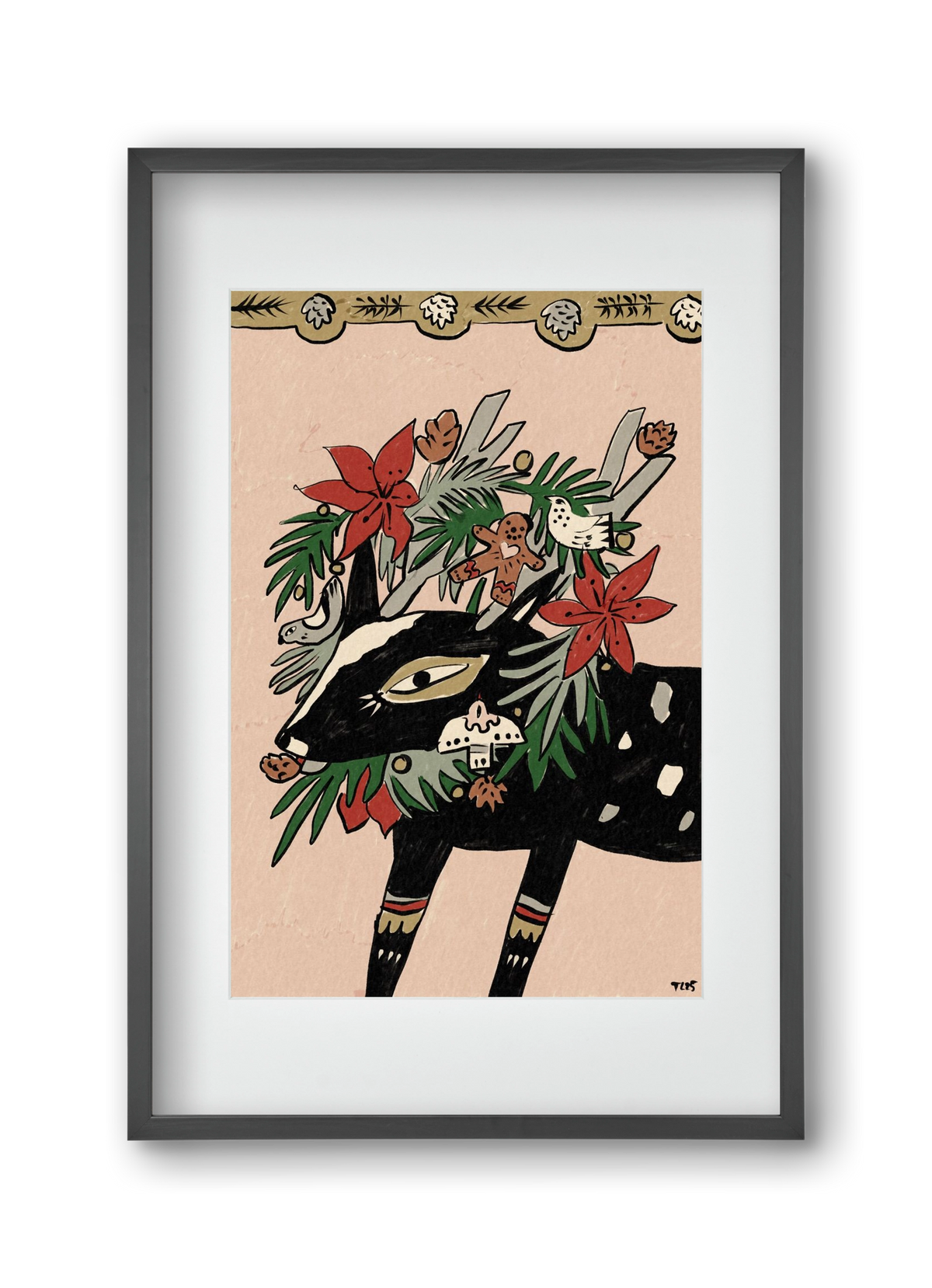 Jolly Wreath, 30x45 cm (20x30 cm), Fekete keret, paszpartuval