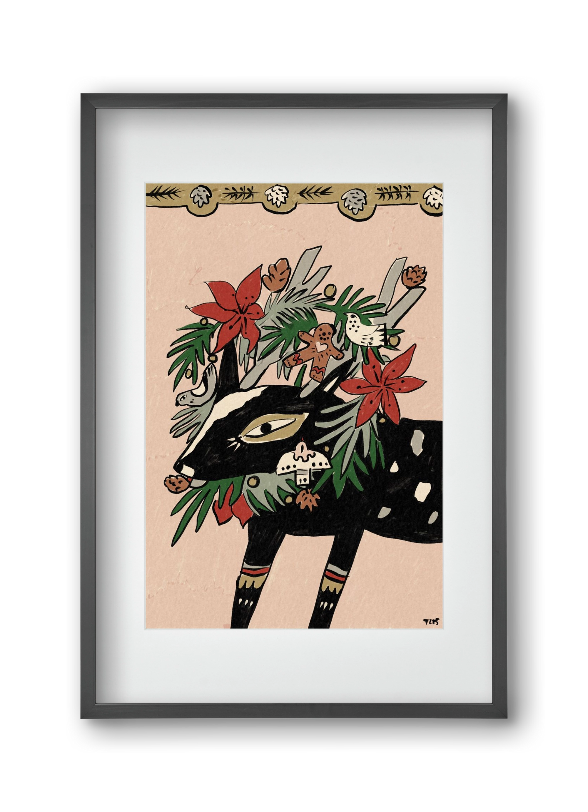 Jolly Wreath, 30x45 cm (20x30 cm), Fekete keret, paszpartuval