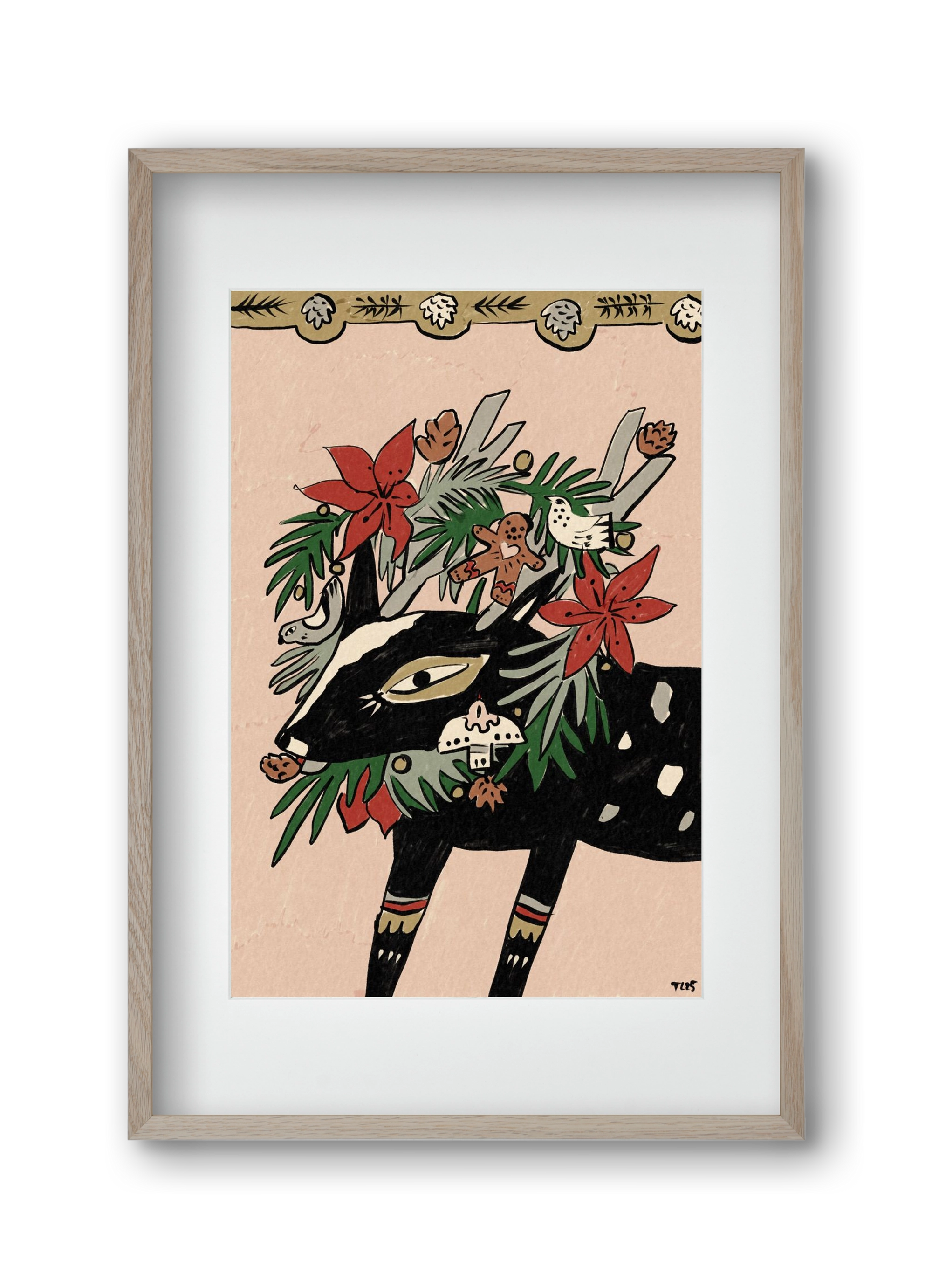 Jolly Wreath, 30x45 cm (20x30 cm), Tölgy keret, paszpartuval