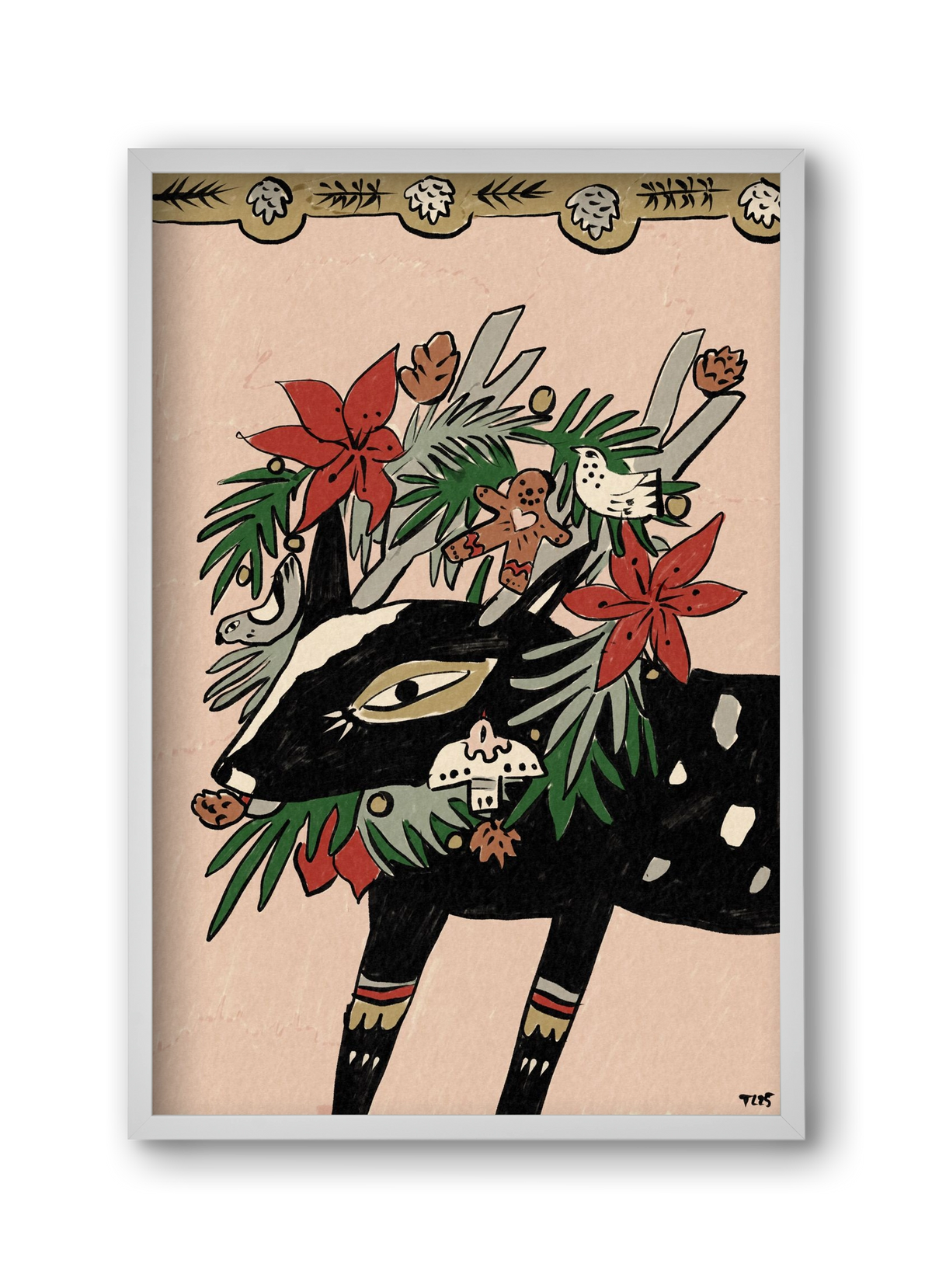 Jolly Wreath, 30x45 cm (30x45 cm), Fehér keret