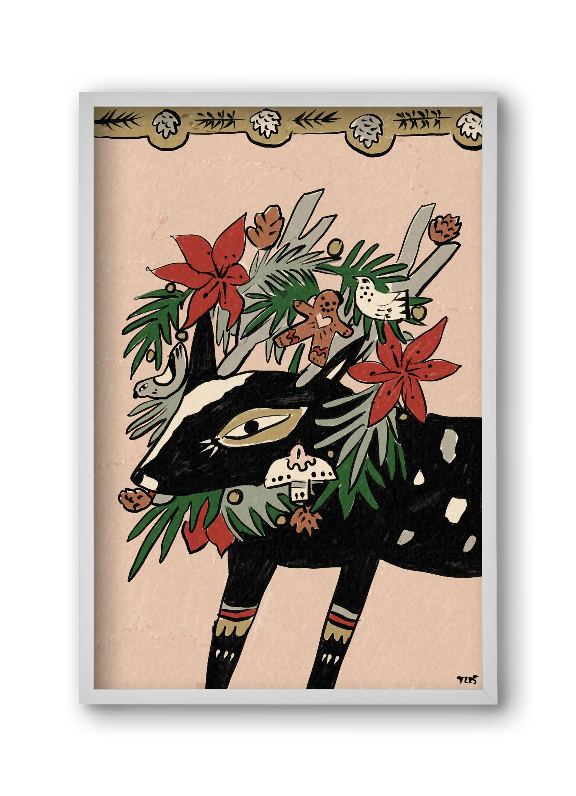 Jolly Wreath, 30x45 cm (30x45 cm), Fehér keret