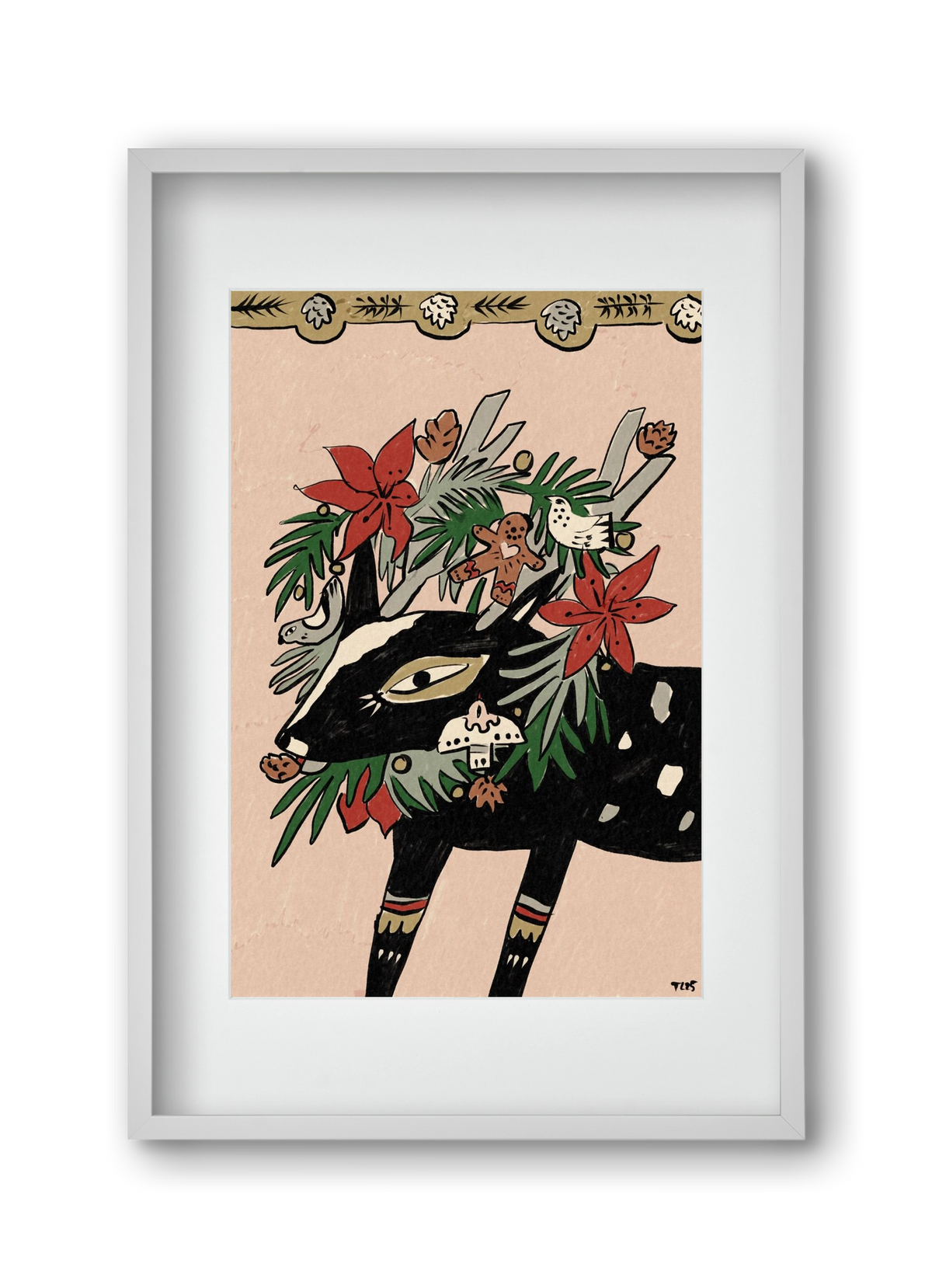 Jolly Wreath, 30x45 cm (20x30 cm), Fehér keret, paszpartuval