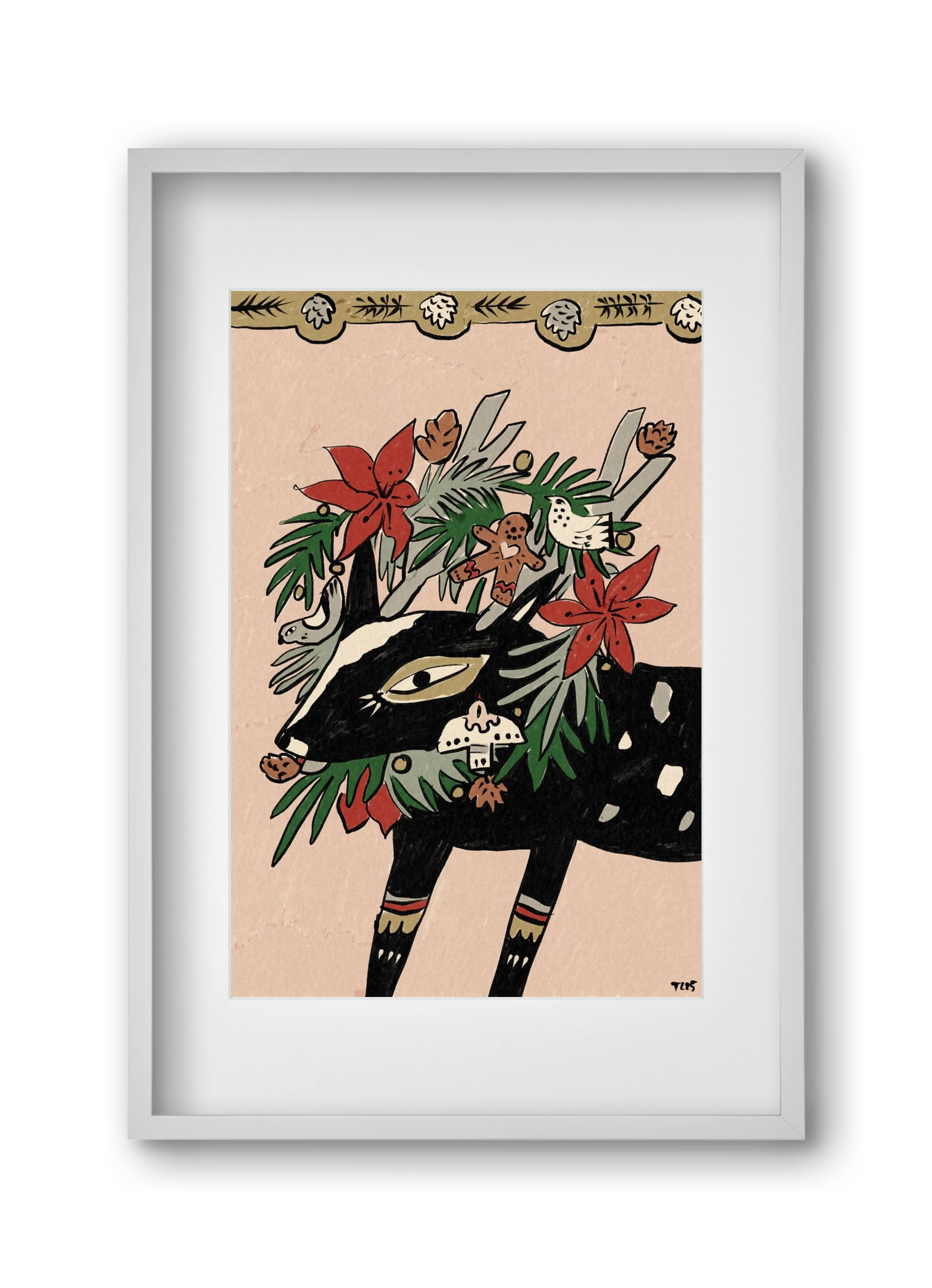 Jolly Wreath, 30x45 cm (20x30 cm), Fehér keret, paszpartuval