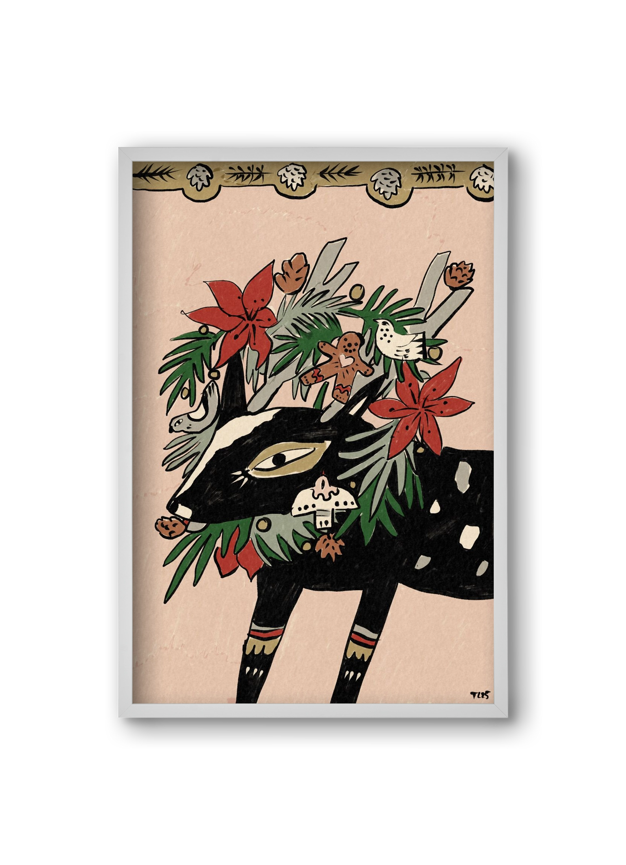 Jolly Wreath, 20x30 cm (20x30 cm), Fehér keret