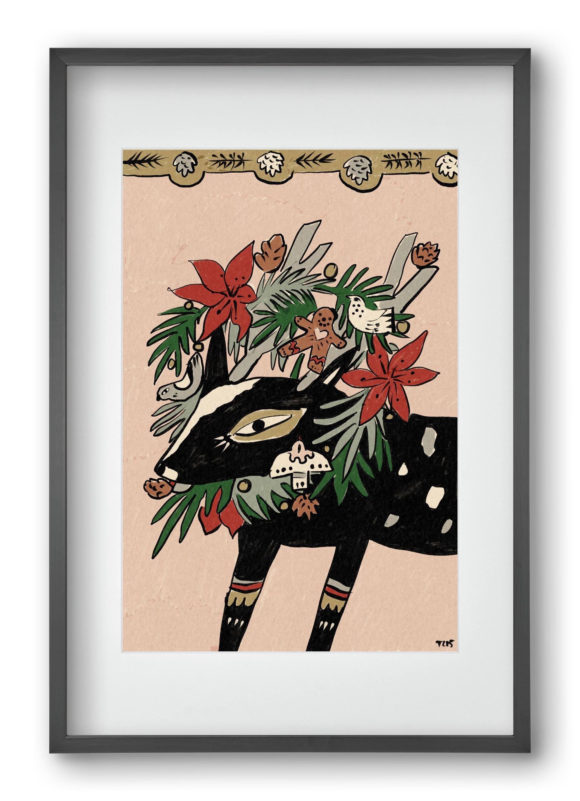 Jolly Wreath, 40x60 cm (30x45 cm), Fekete keret, paszpartuval