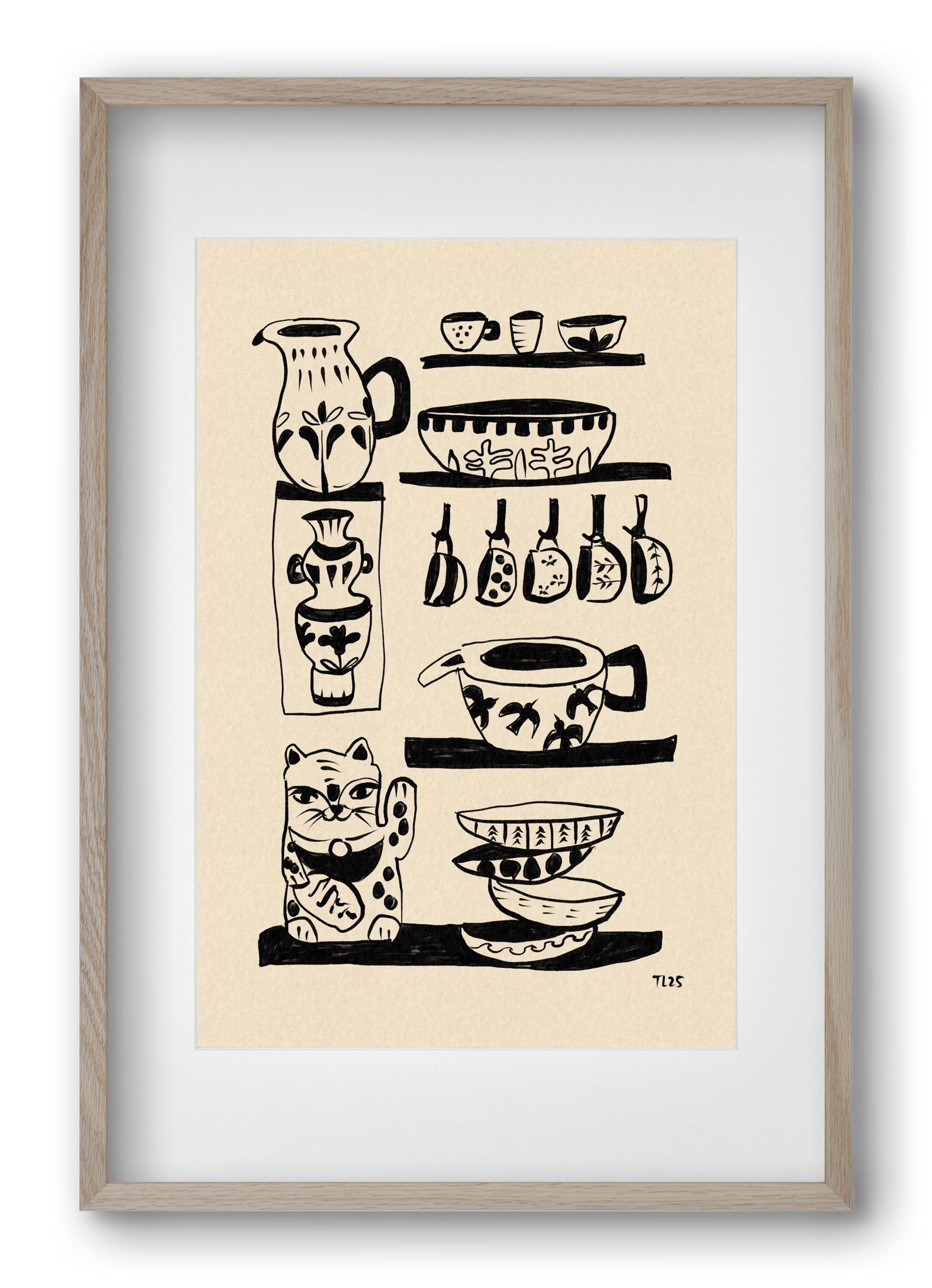 Pottery Luck, 40x60 cm (30x45 cm), Tölgy keret, paszpartuval