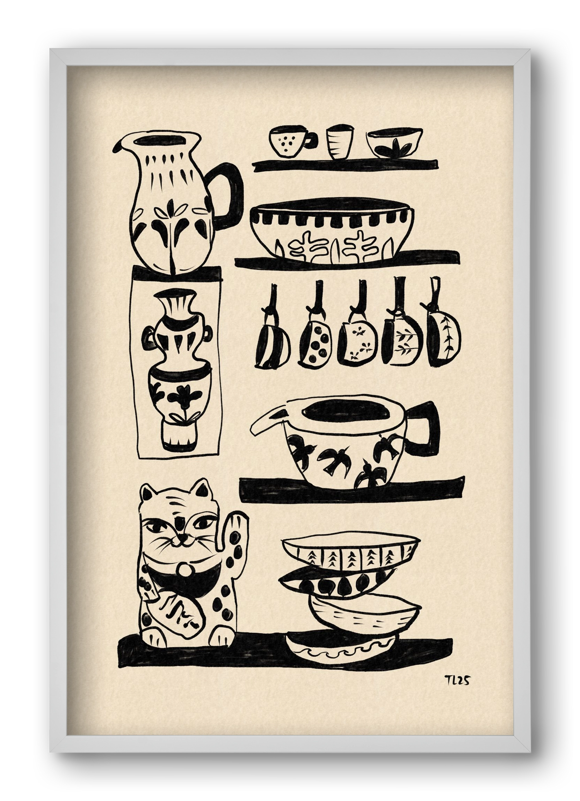 Pottery Luck, 40x60 cm (40x60 cm), Fehér keret