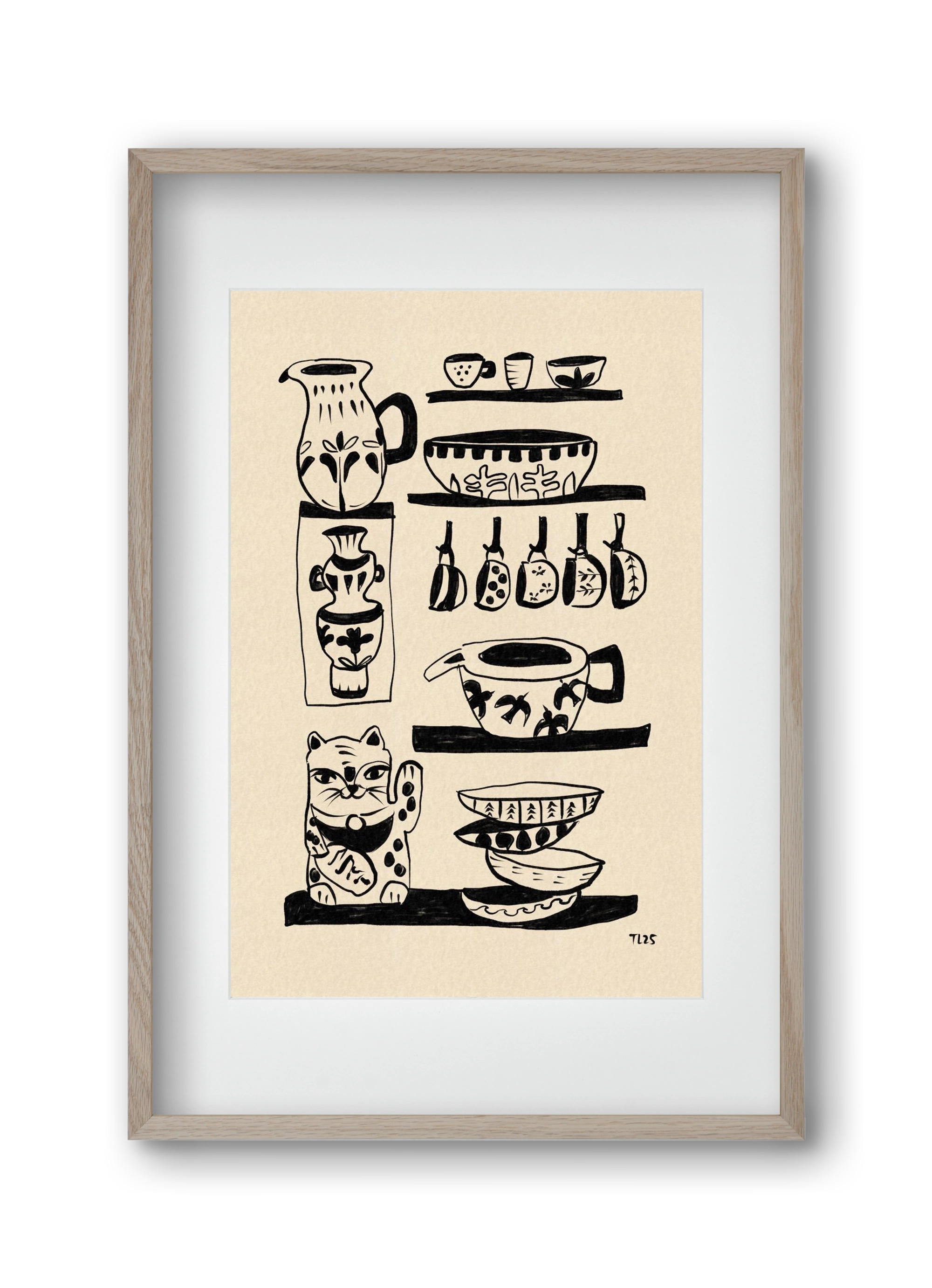 Pottery Luck, 30x45 cm (20x30 cm), Tölgy keret, paszpartuval