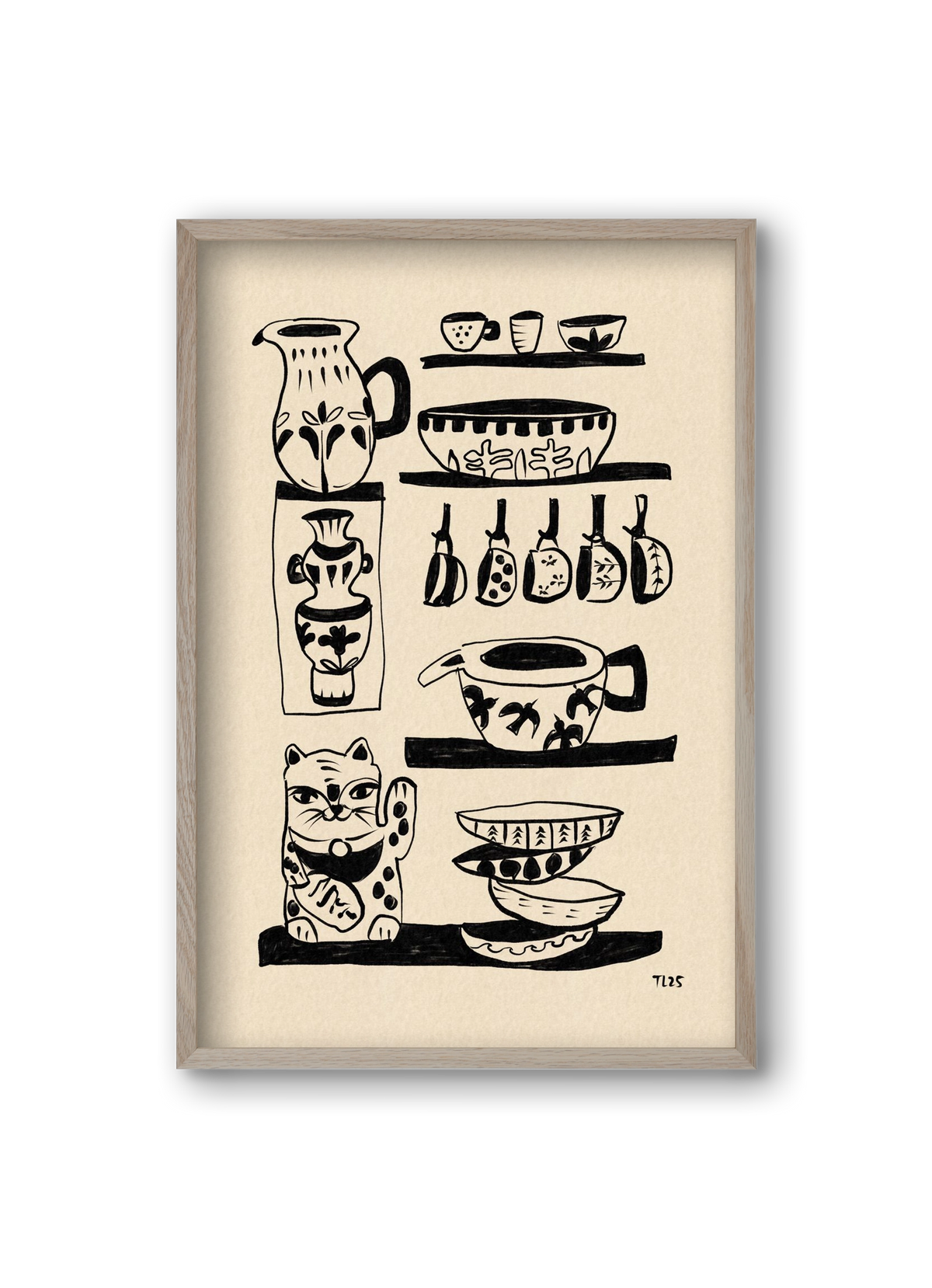 Pottery Luck, 20x30 cm (20x30 cm), Tölgy keret