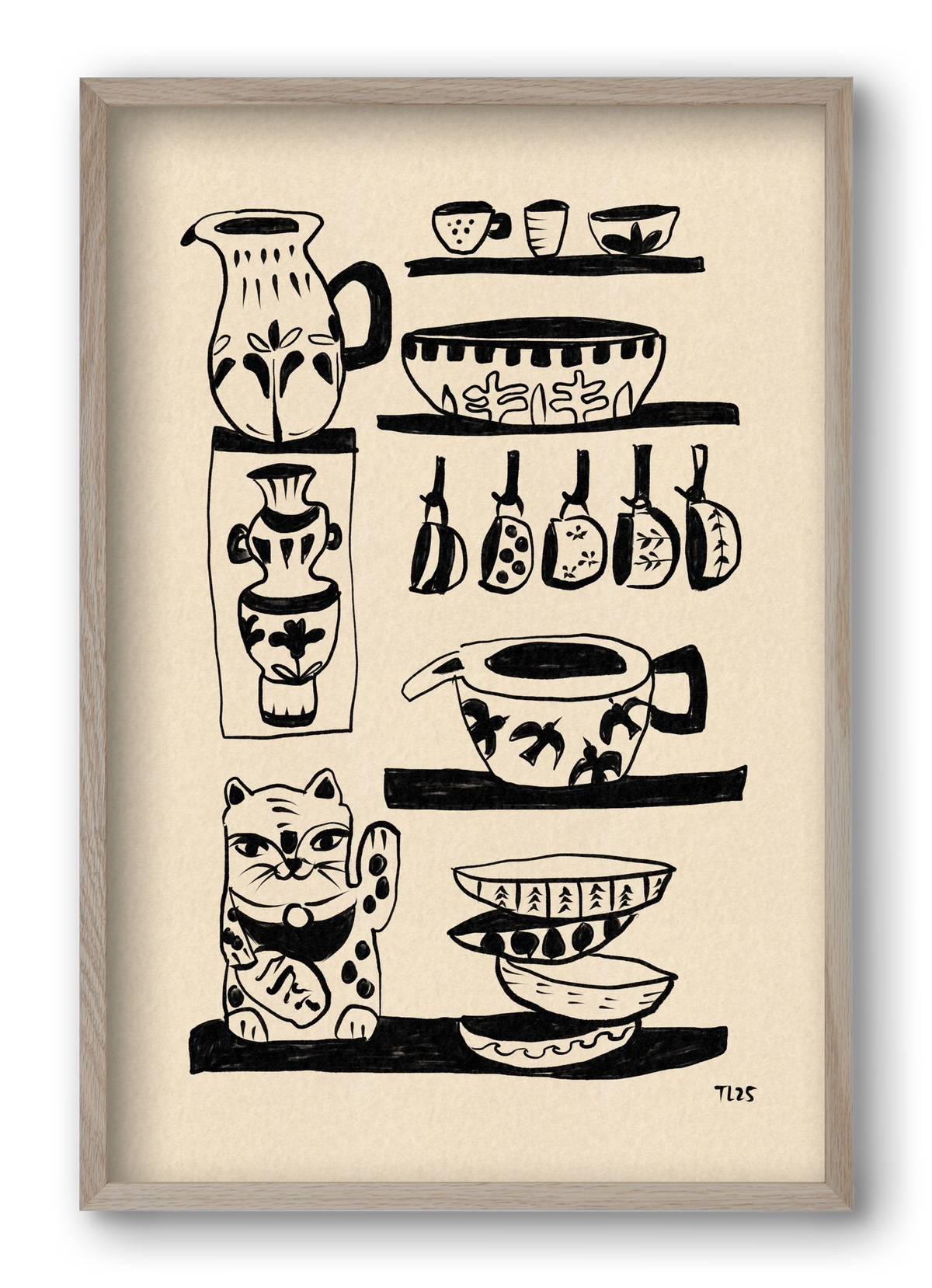 Pottery Luck, 40x60 cm (40x60 cm), Tölgy keret