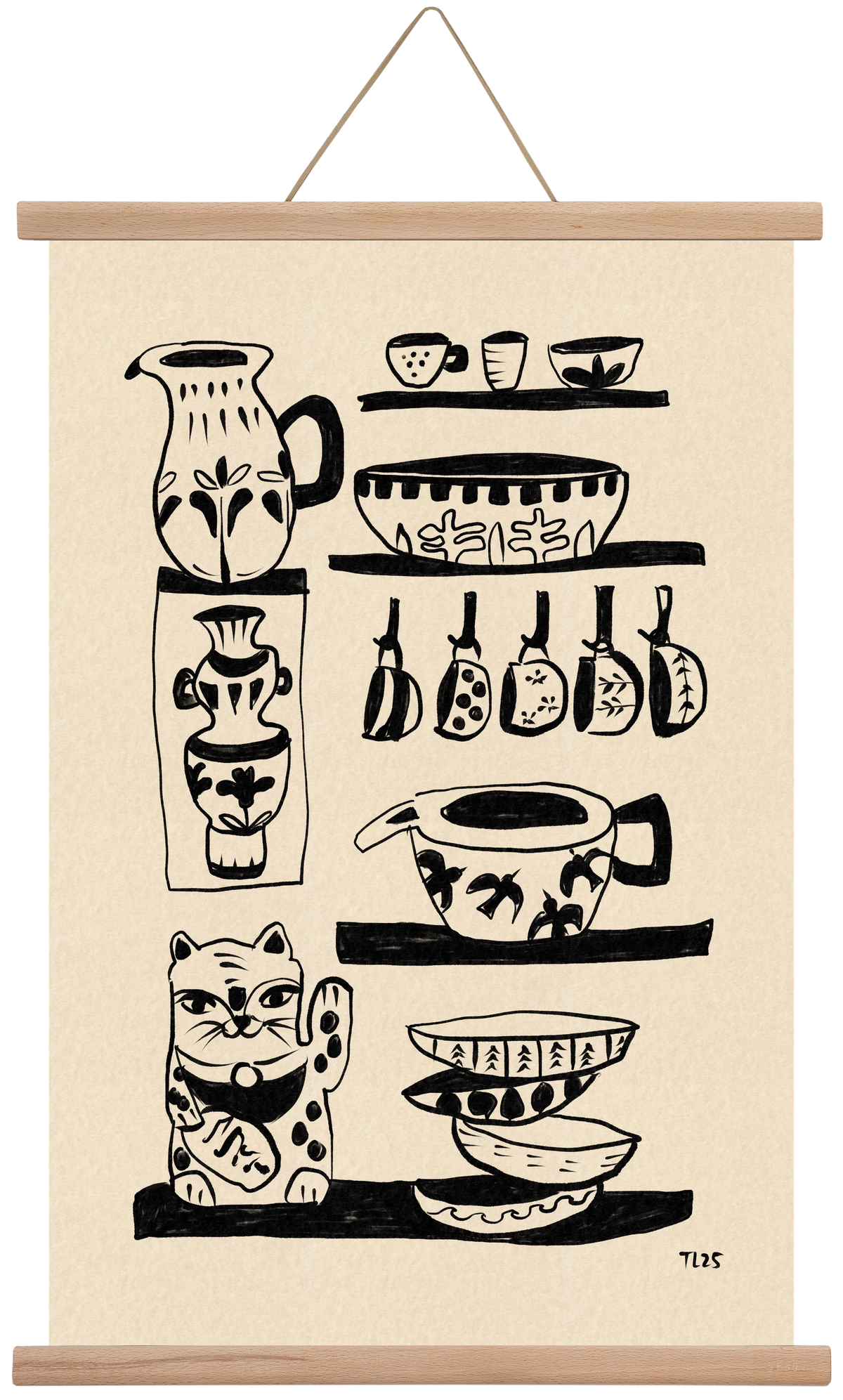 Pottery Luck, 40x60 cm (40x60 cm), Tölgy akasztó