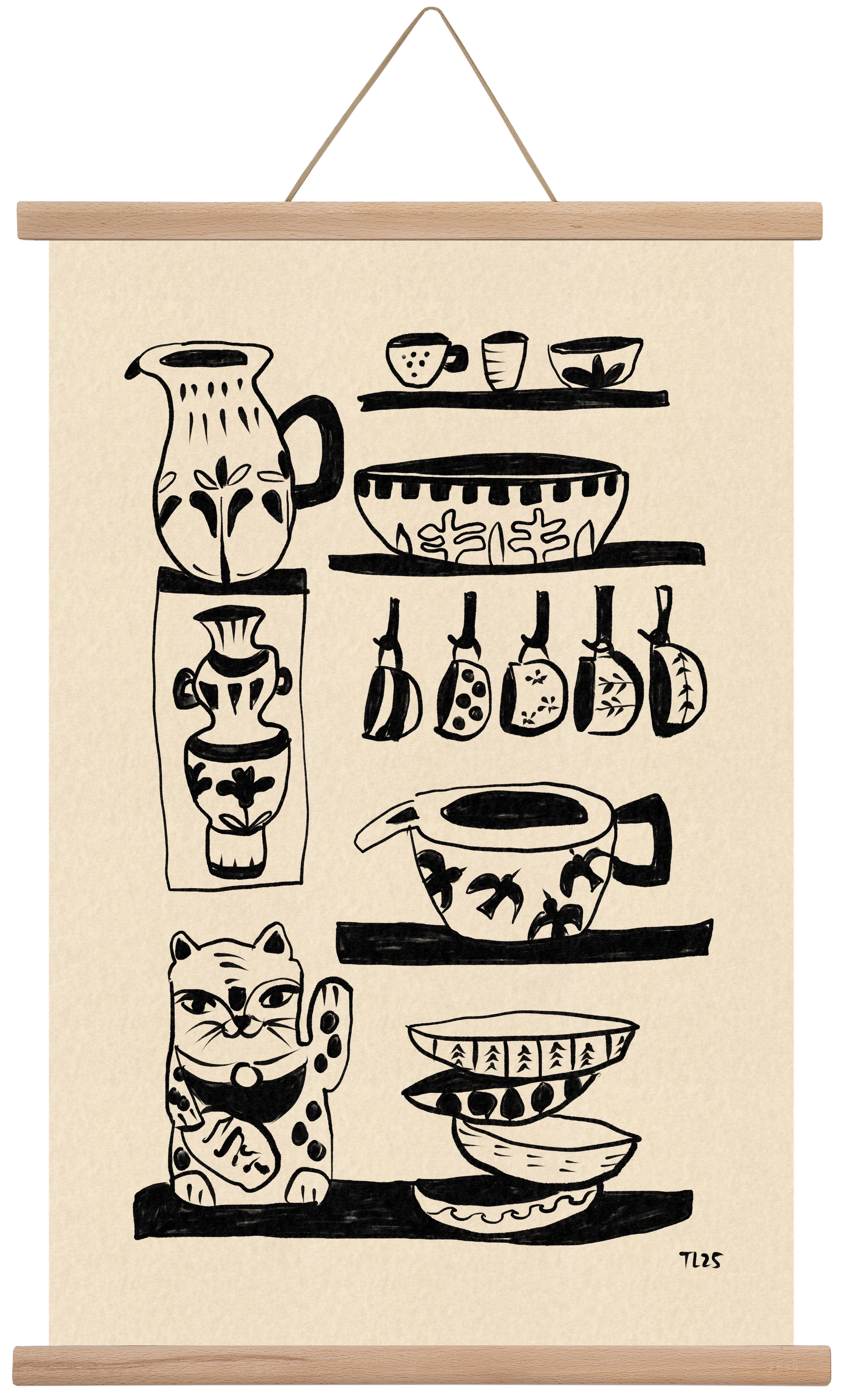 Pottery Luck, 40x60 cm (40x60 cm), Tölgy akasztó