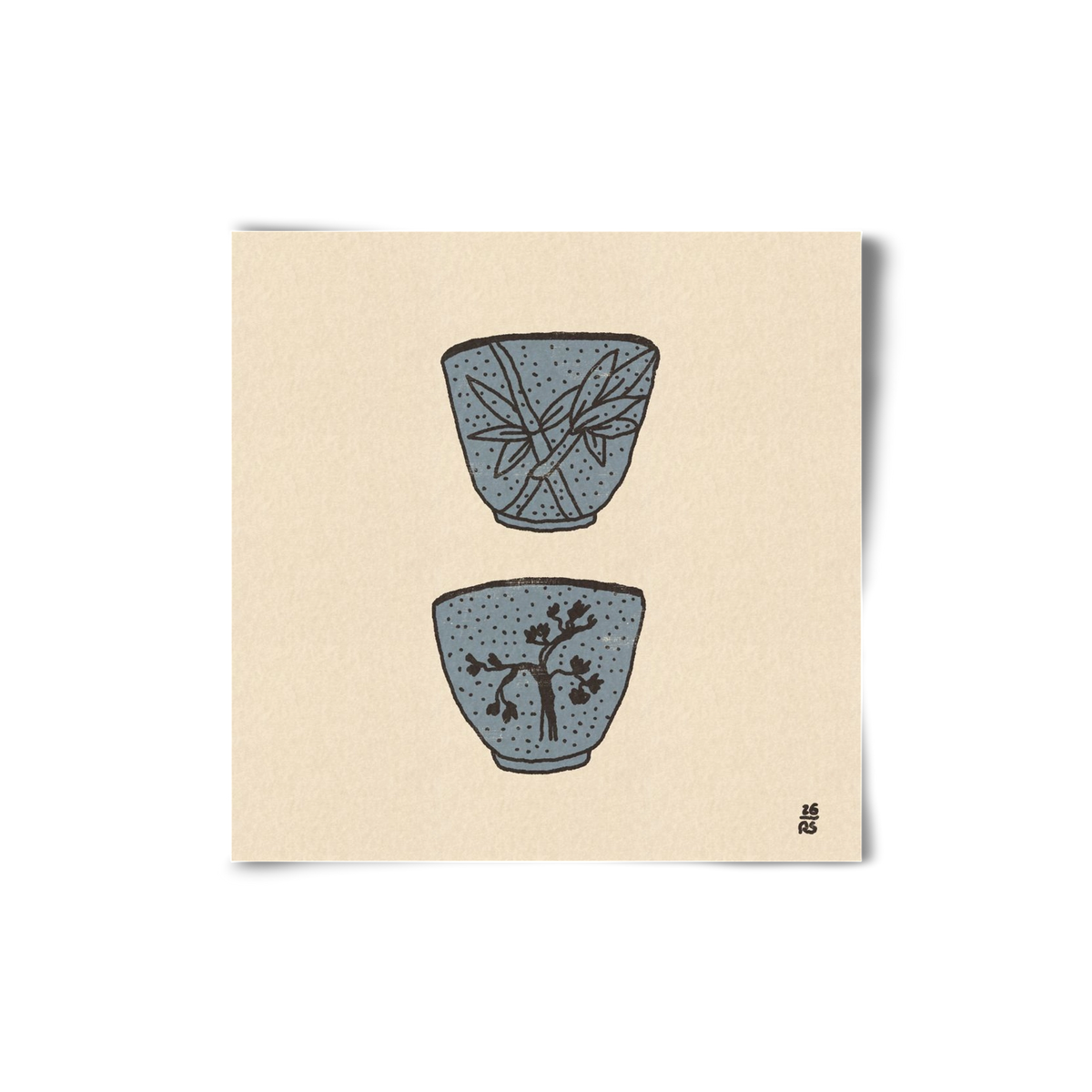 Tea Cups in Blue, 20x20 cm, Keret nélkül