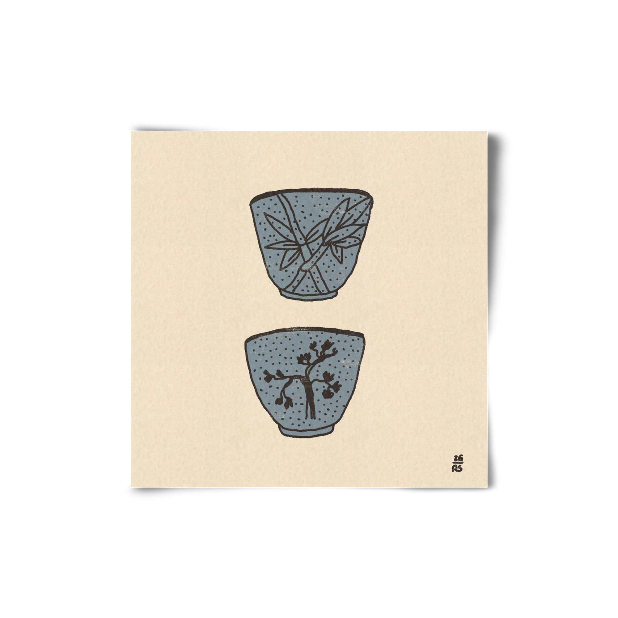 Tea Cups in Blue, 20x20 cm, Keret nélkül